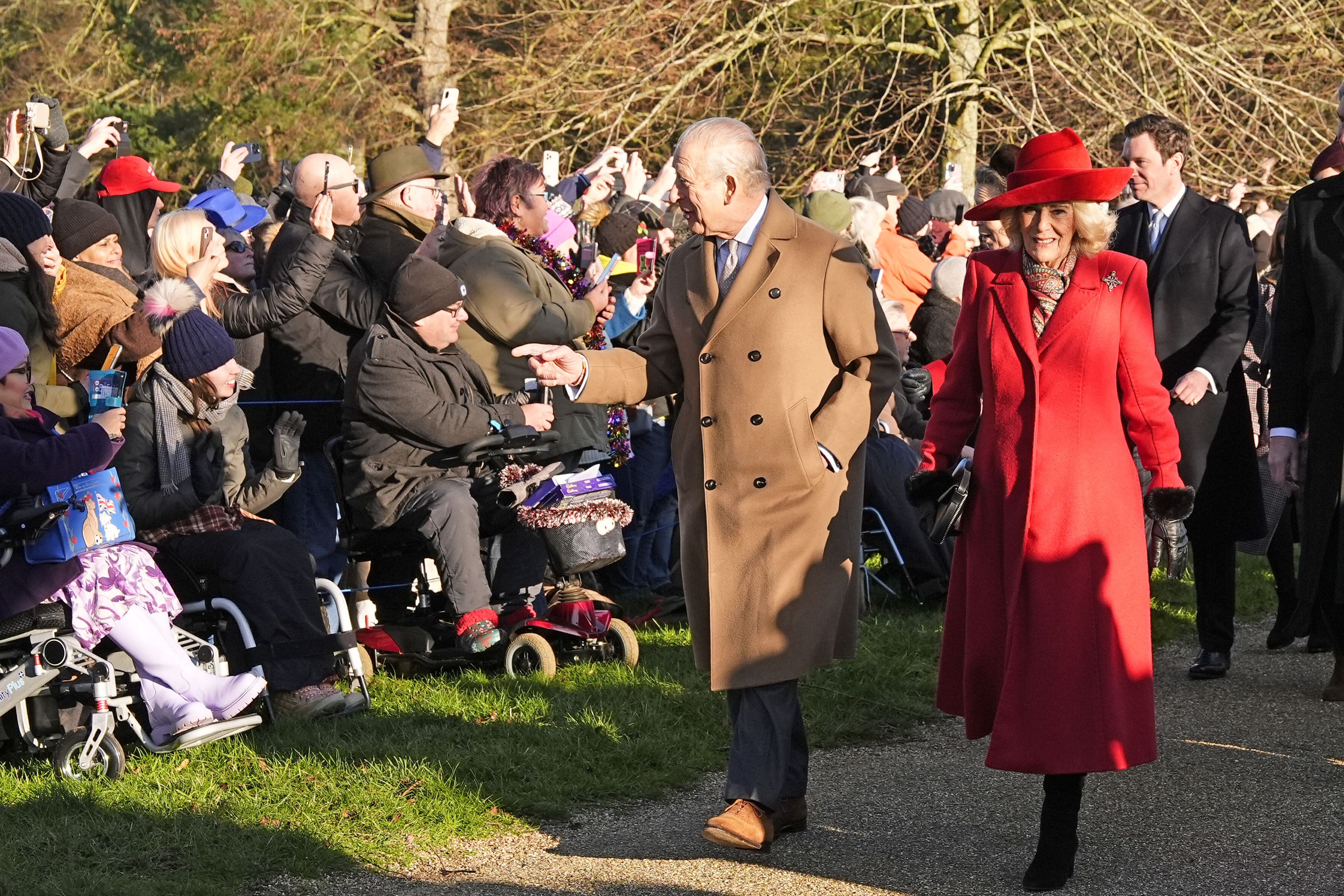 Charles and Camilla attending the Christmas Day church service (Aaron Chown/PA)