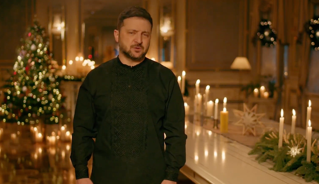 <p>Volodymyr Zelensky delivers his Christmas message</p>