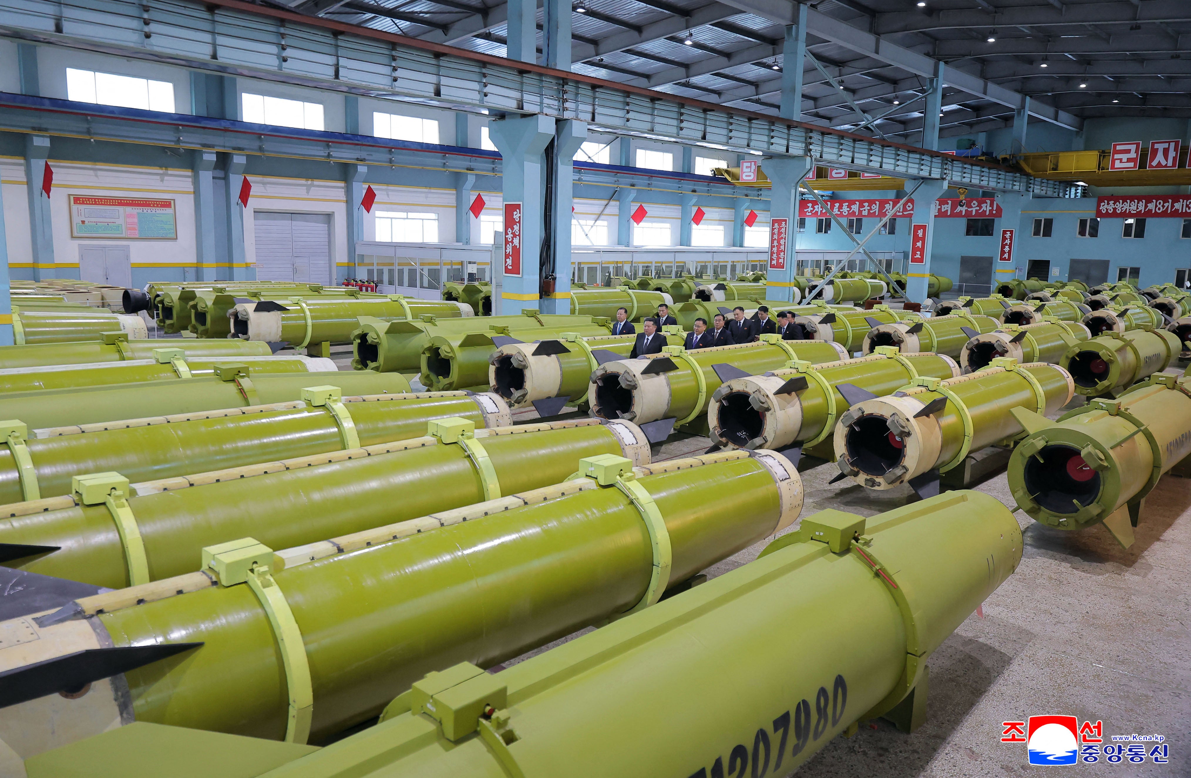 Kim Jong Un visits a munitions factory industry enterprises to acquaint himself with the missile and shell production at an undisclosed place in North Korea