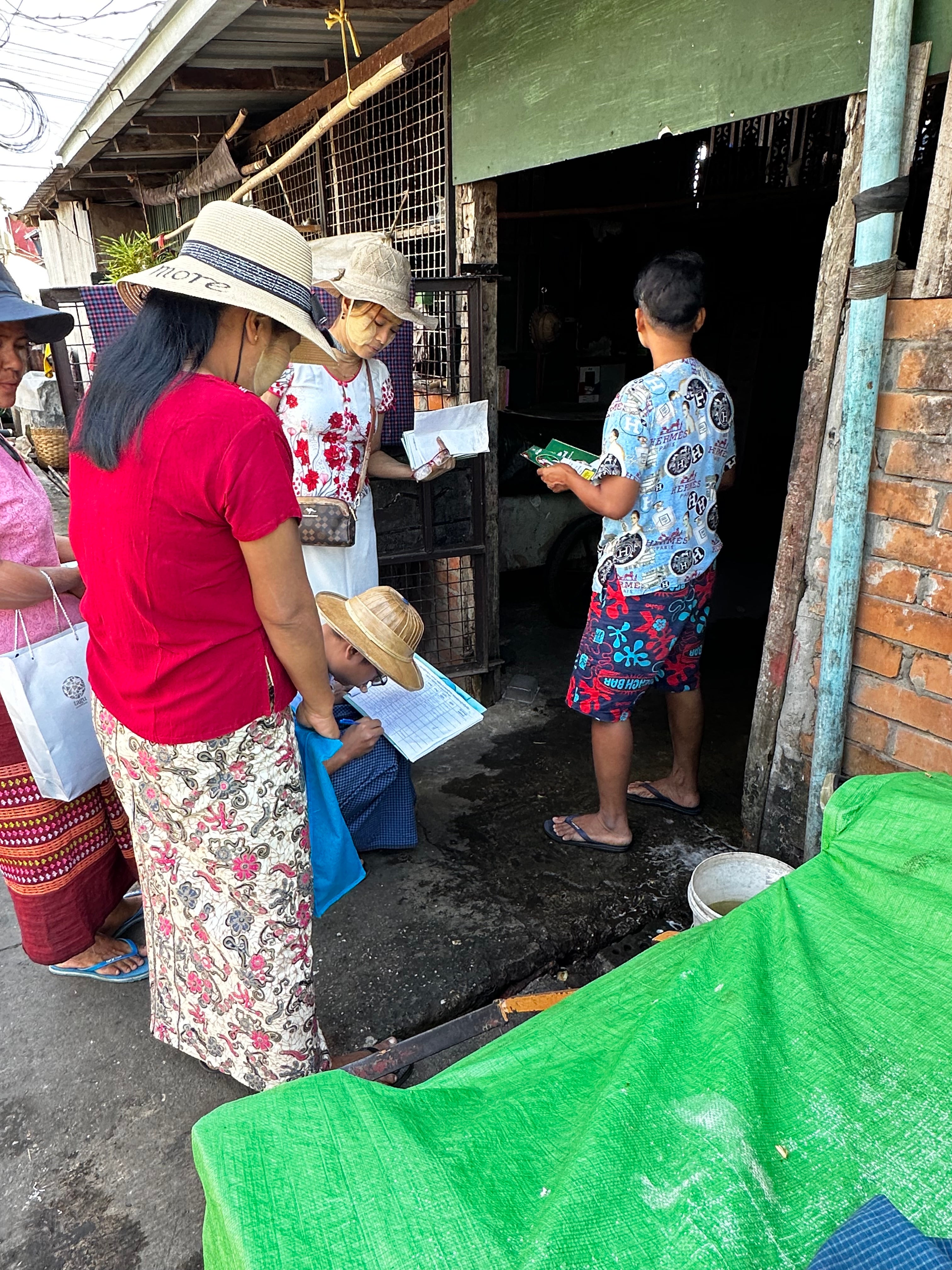 The USDP junta-backed party out campaigning in Thaketa township, Yangon on Friday morning