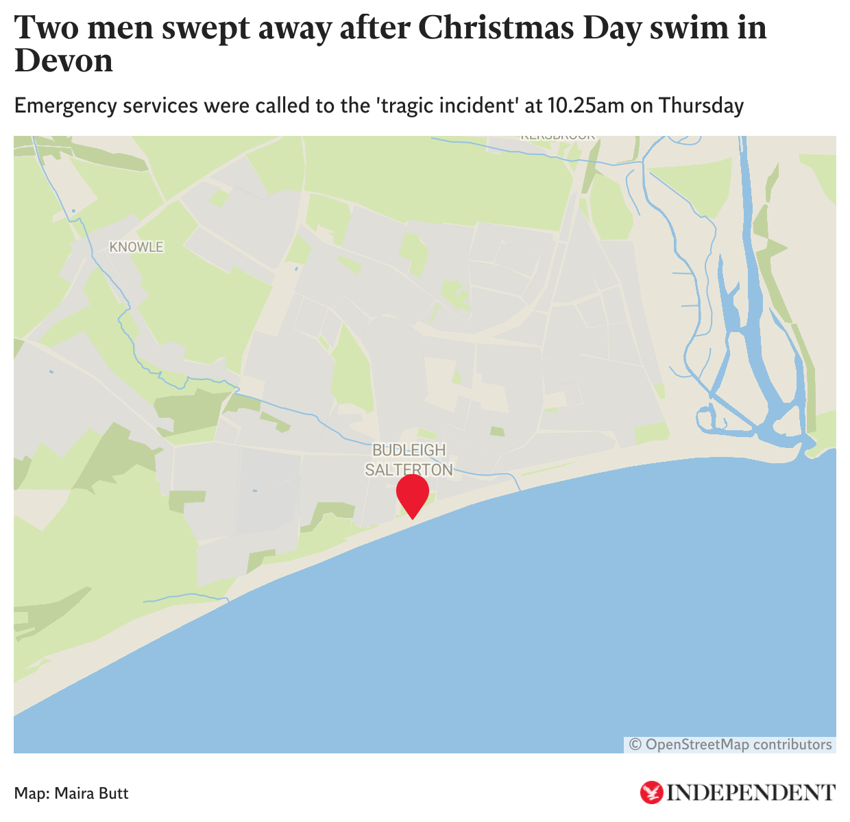 The swimmers were swept away at Budleigh Salterton