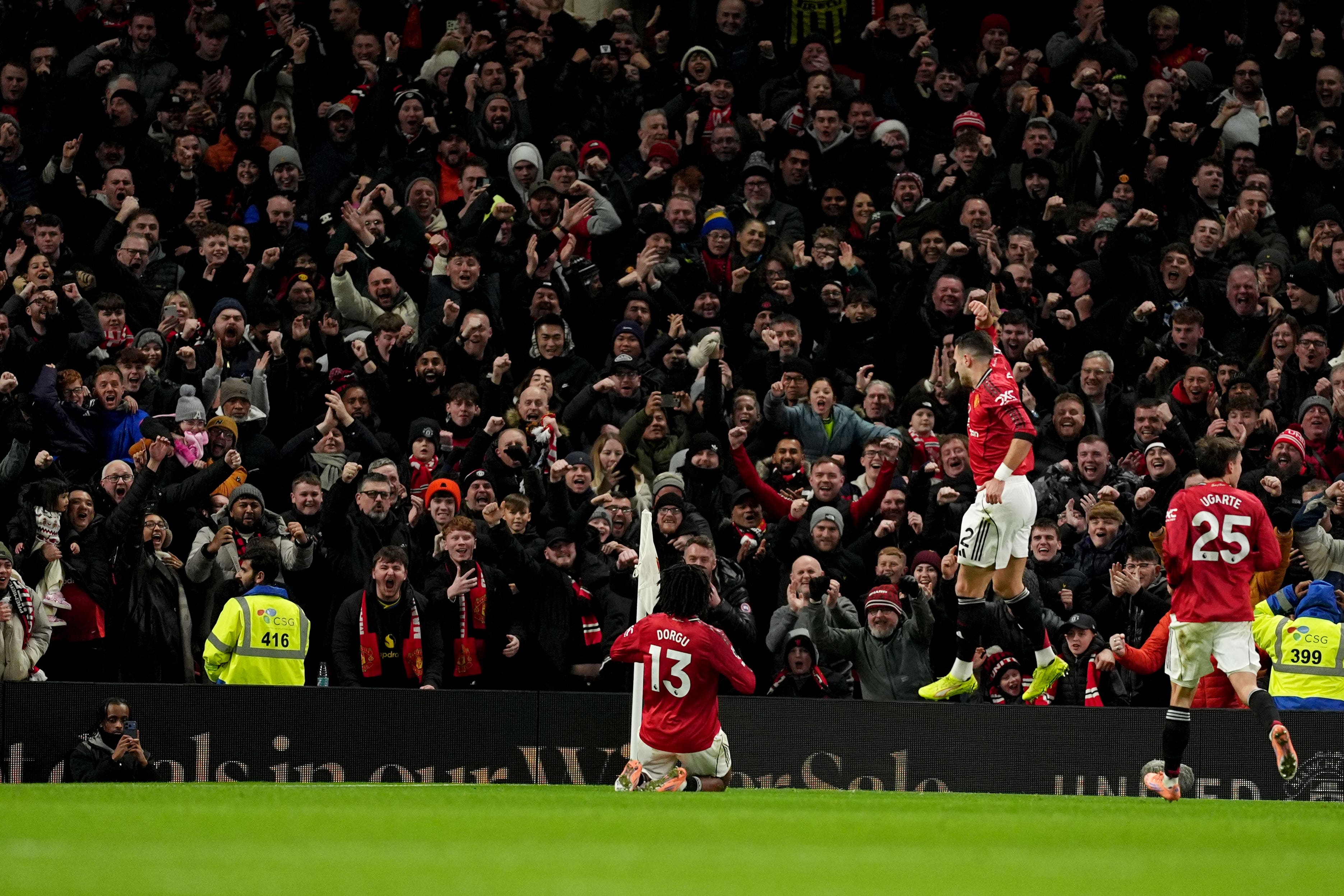 Patrick Dorgu’s goal saw Manchester United beat Newcastle (Martin Rickett/PA)