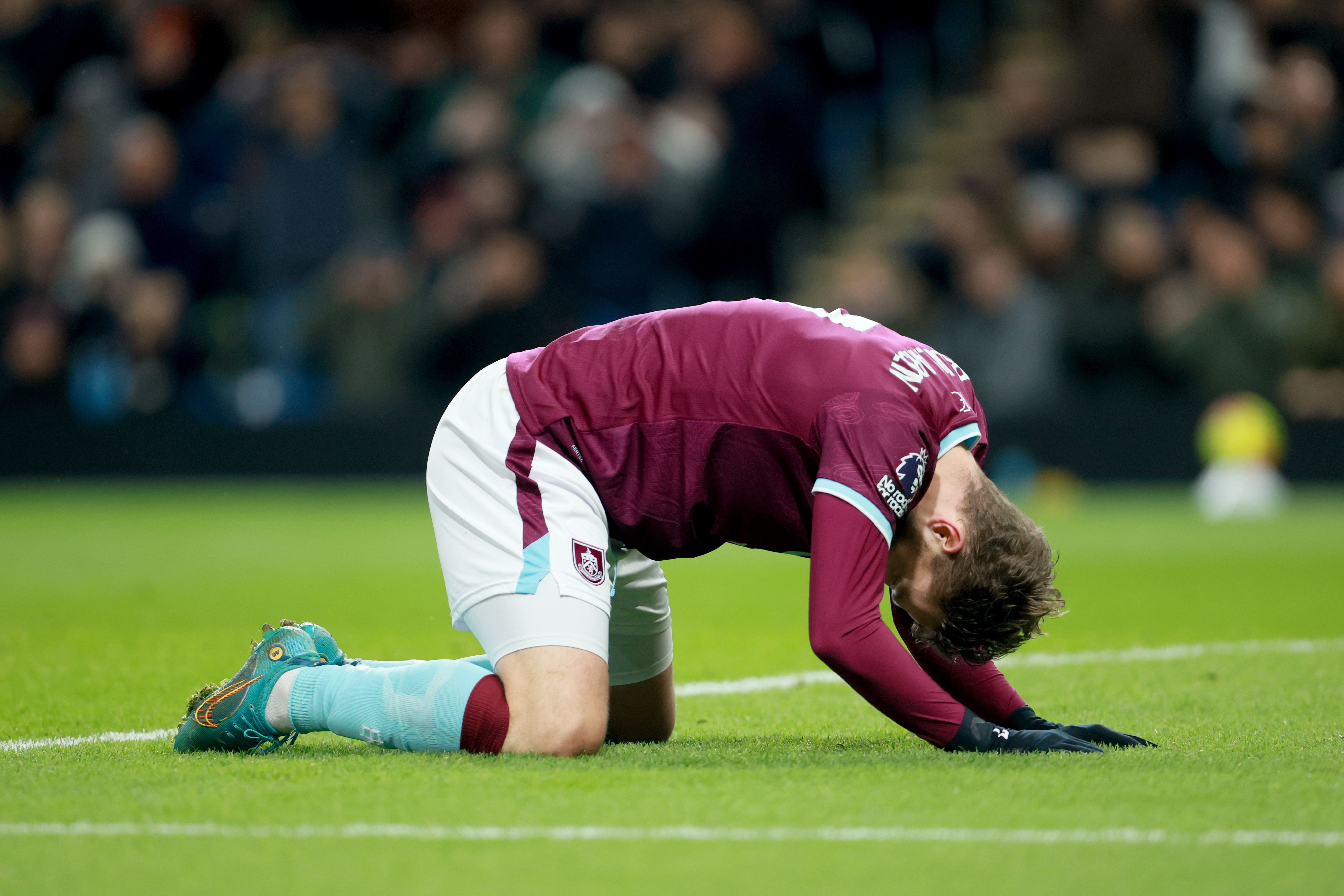 Burnley’s Jacob Bruun Larsen reacts after a missed chance against Everton (PA)