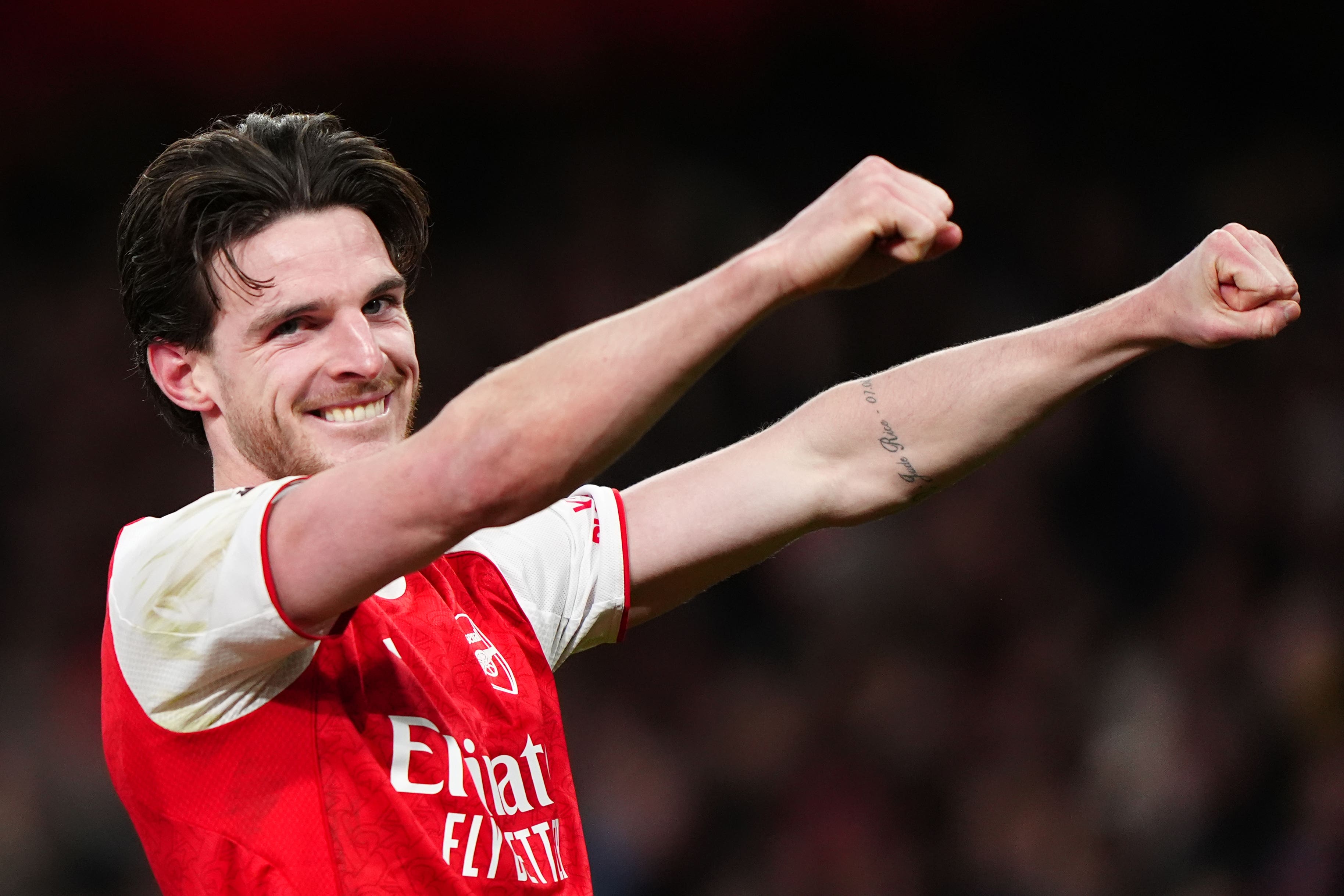 Arsenal’s Declan Rice impressed as a makeshift right-back against Brighton (Bradley Collyer/PA)