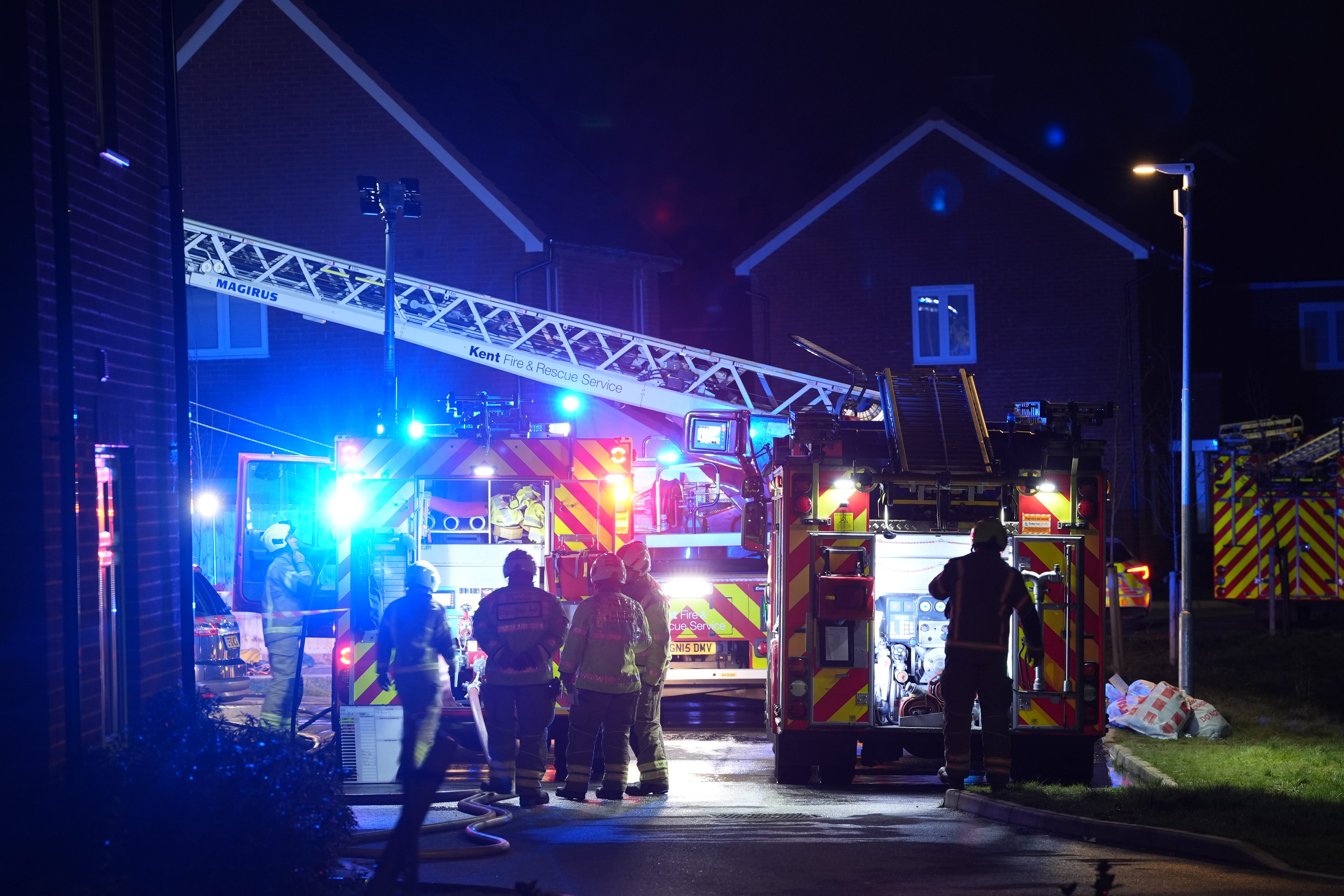 Emergency services at the scene in White Admiral Way, Hamstreet (Gareth Fuller/PA)