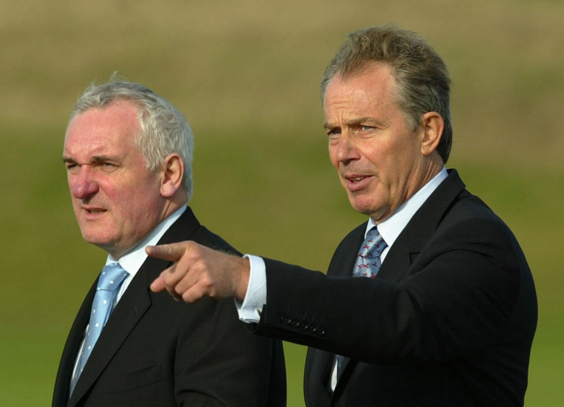 <p>Photo dated 12/10/06 of the then Prime Minister Tony Blair and Irish Taoiseach Bertie Ahern in St Andrews, Scotland </p>