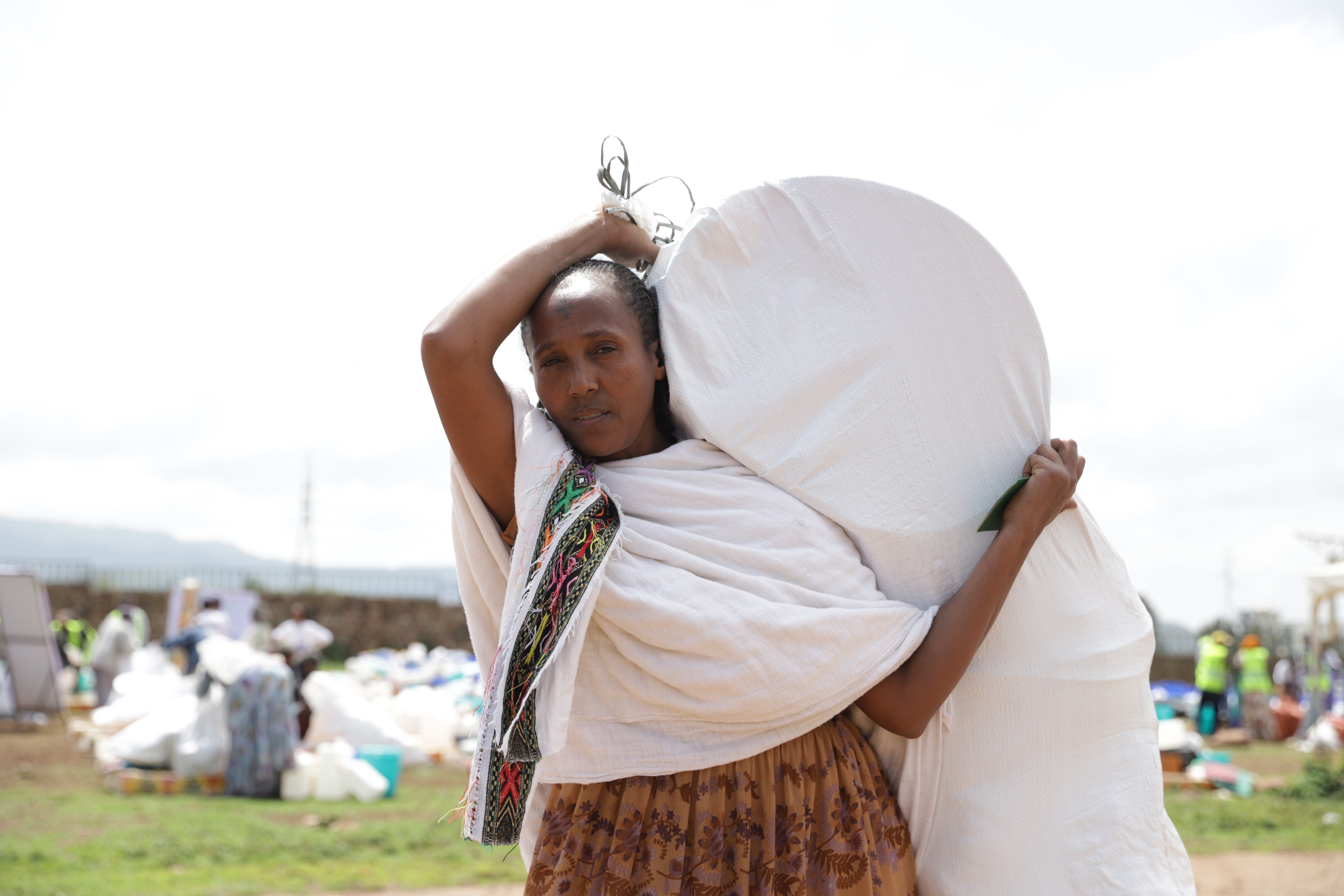 Shushay and her six children fled their home in northern Ethiopia