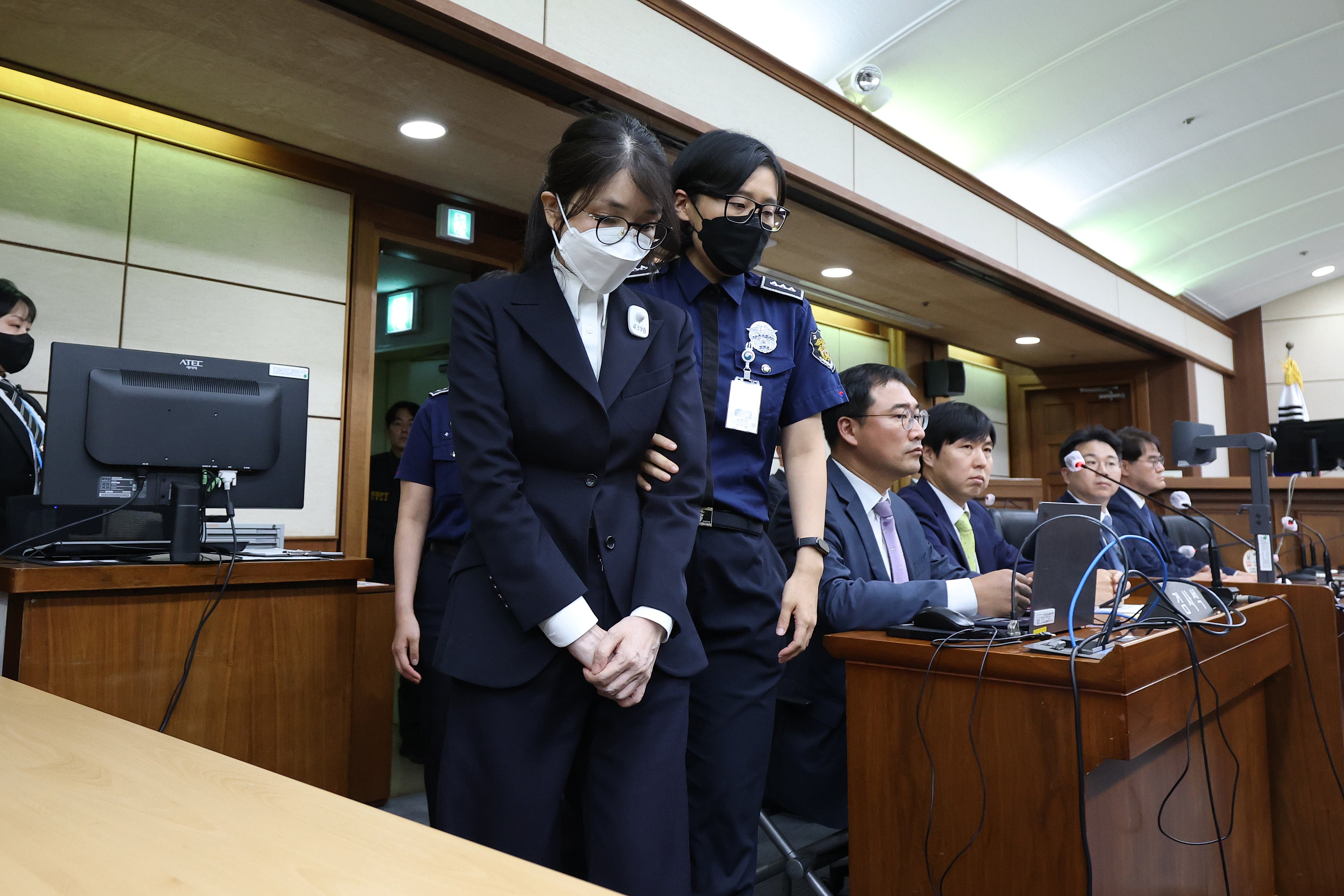 Kim Keon Hee arrives for her first trial hearing on corruption charges at the Seoul Central District Court on 24 September 2025