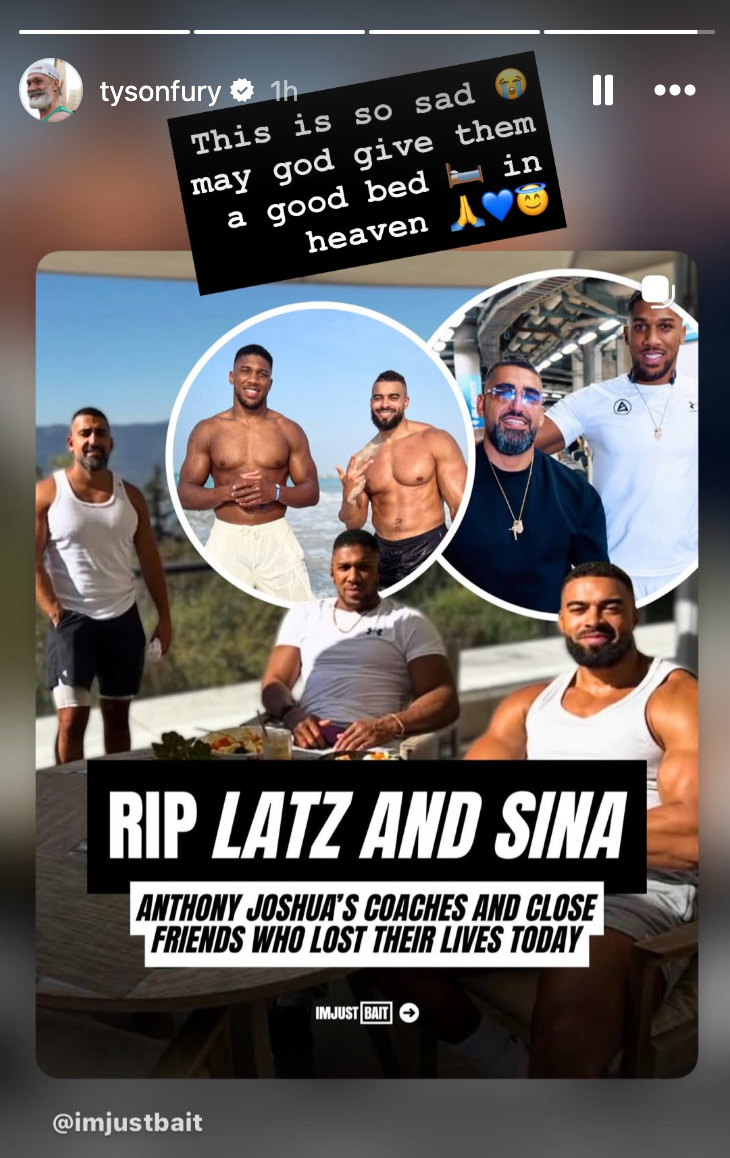 Tyson Fury pays tribute to Anthony Joshua’s late friends