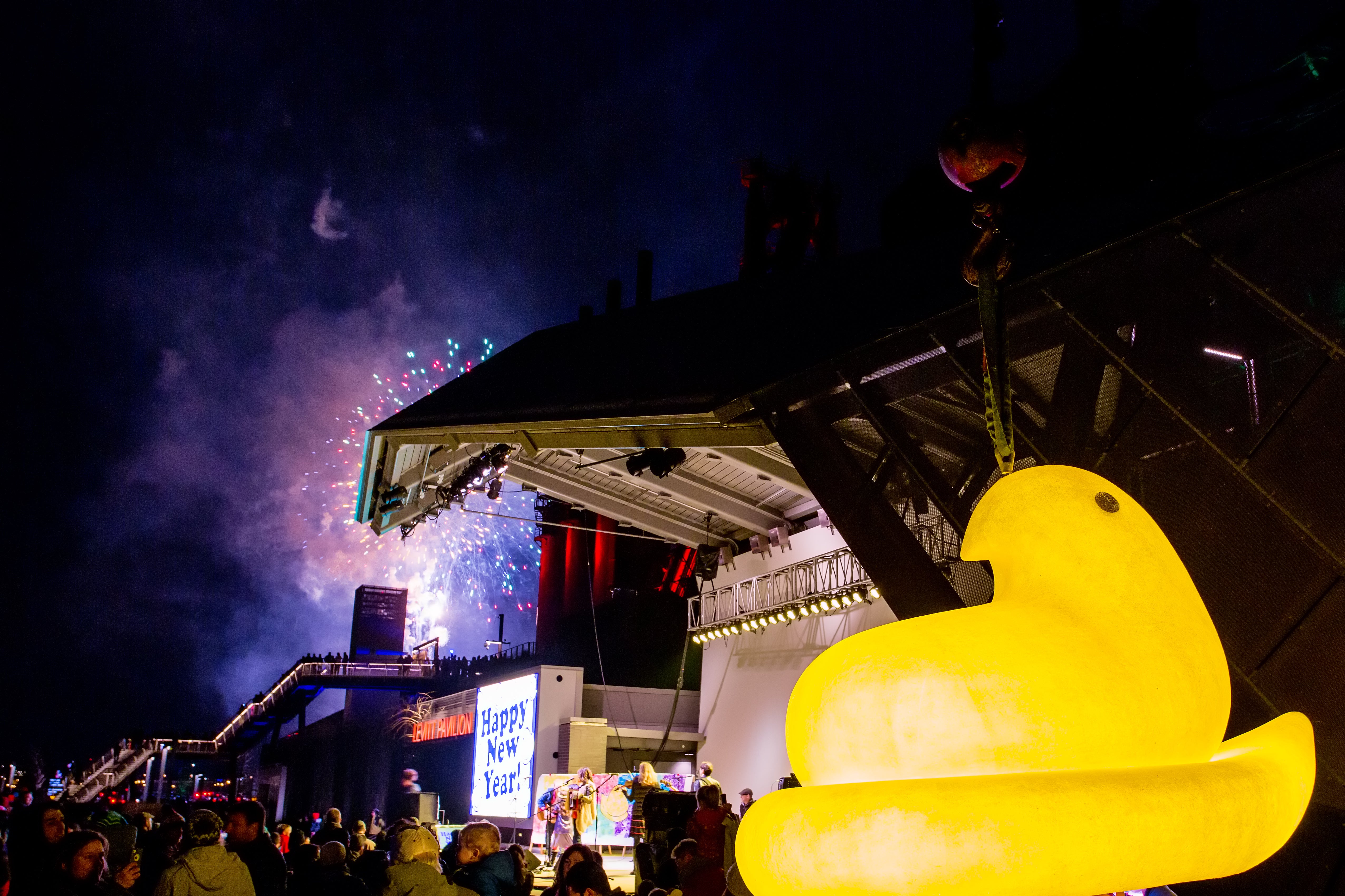 or an even sweeter spectacle, Bethlehem, Pennsylvania, drops a 181-kilogram yellow Peep chick