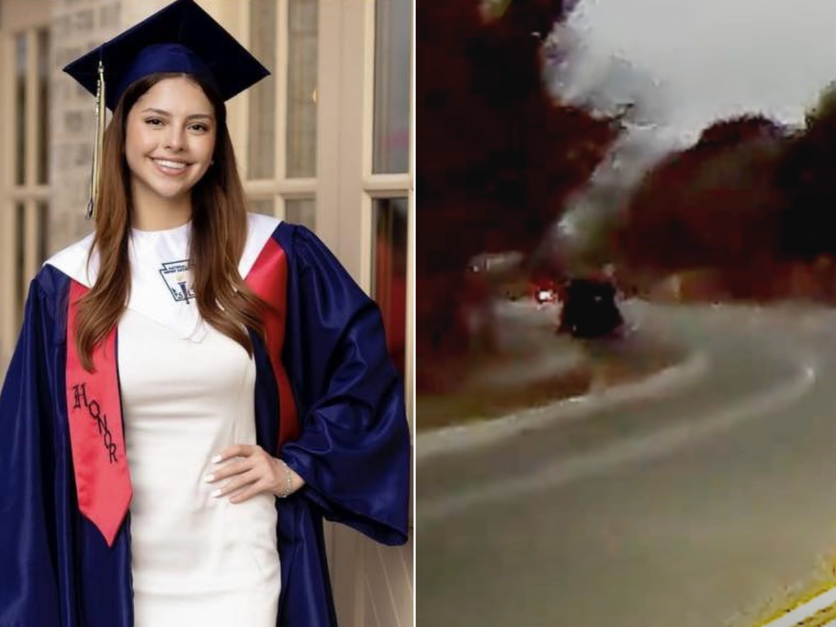 <p>Grainy footage, captured by a passing car, is believed to show Texas teen Camila Mendoza Olmos, who went missing Christmas Eve while out walking</p>