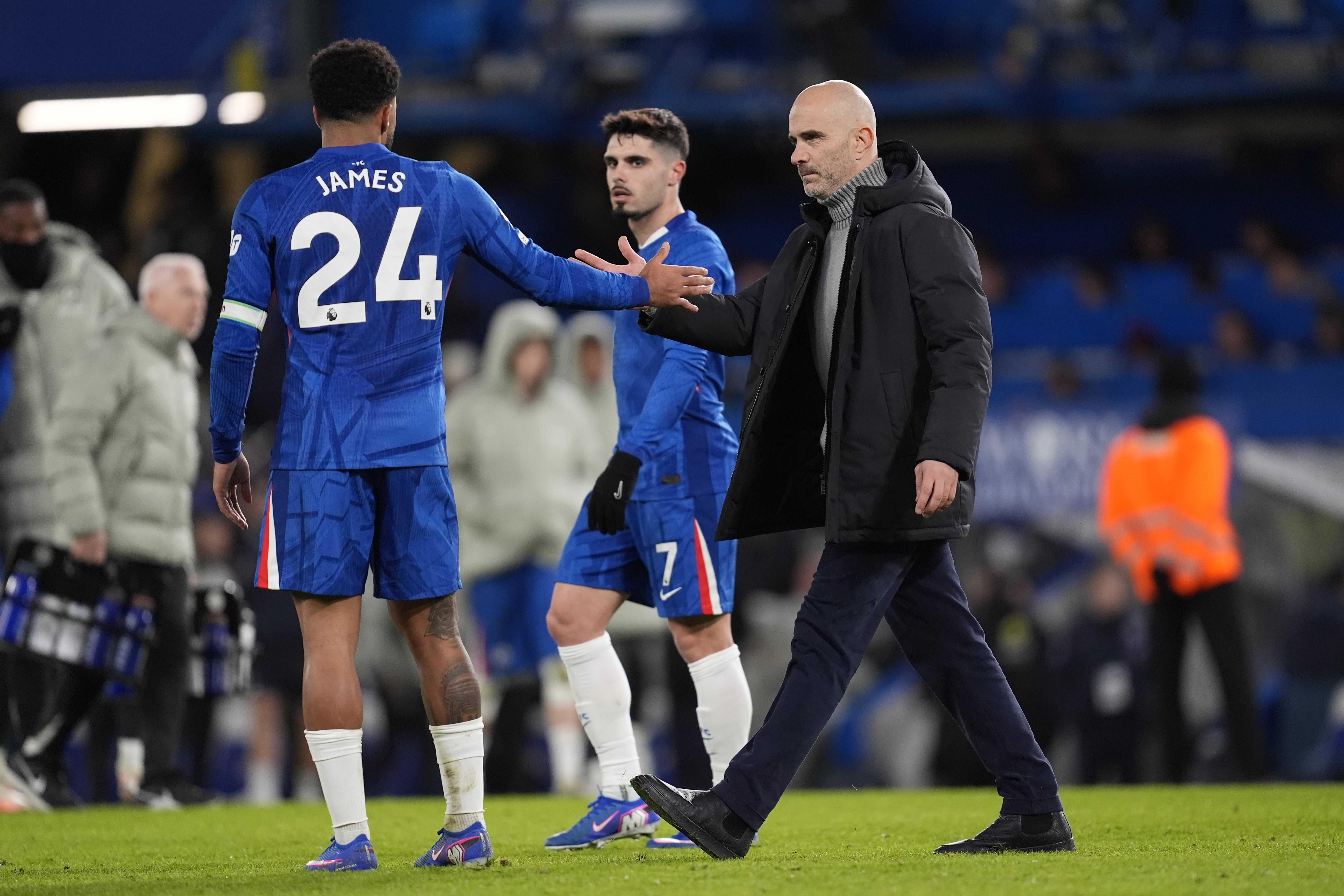 Enzo Maresca (right) came under fire from the Chelsea supporters