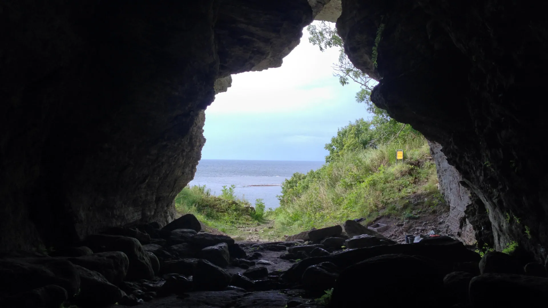 A view from the Stora Förvar cave on the island of Stora Karlsö in Sweden