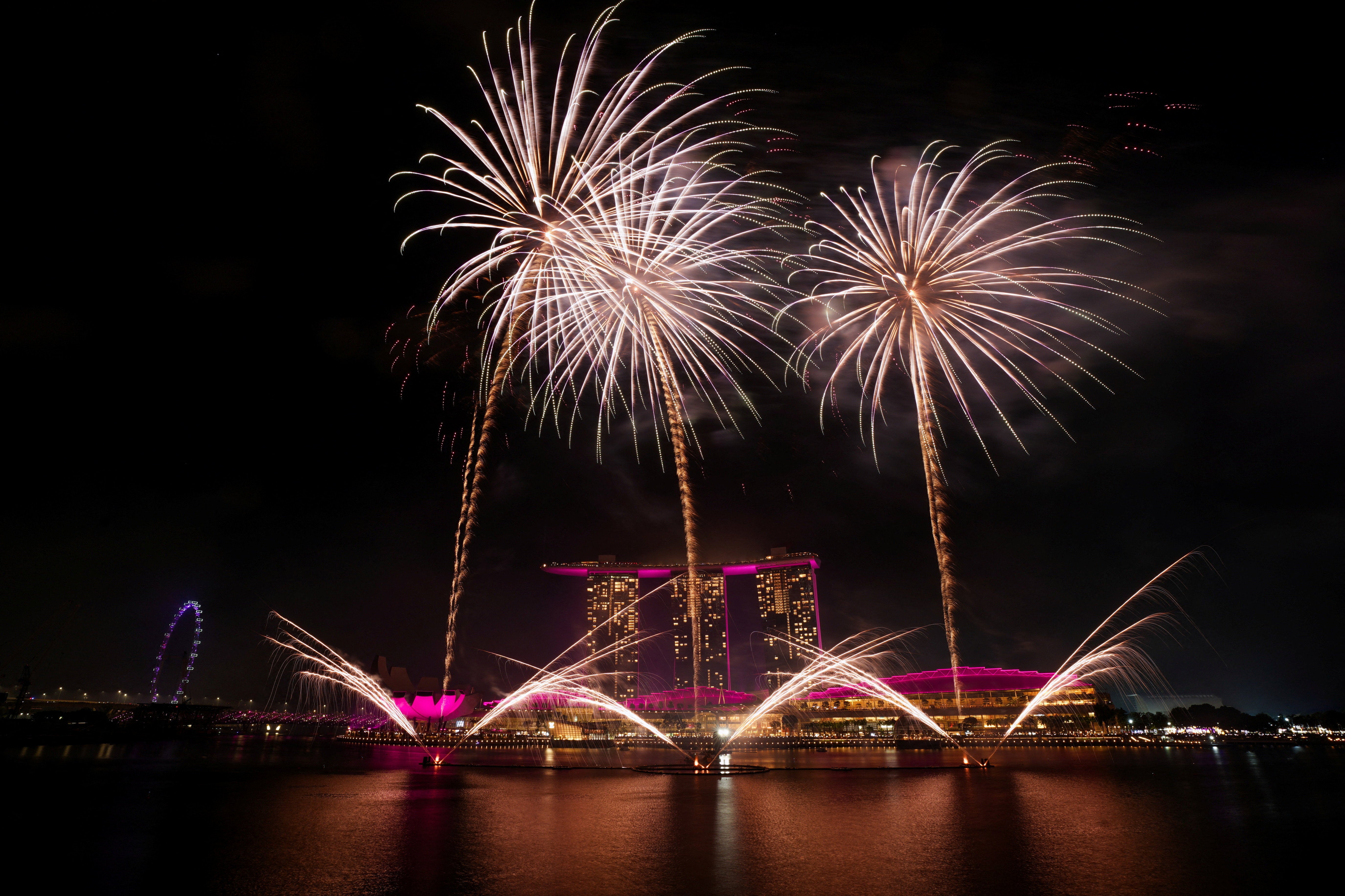 Fireworks over the Marina Bay, Singapore