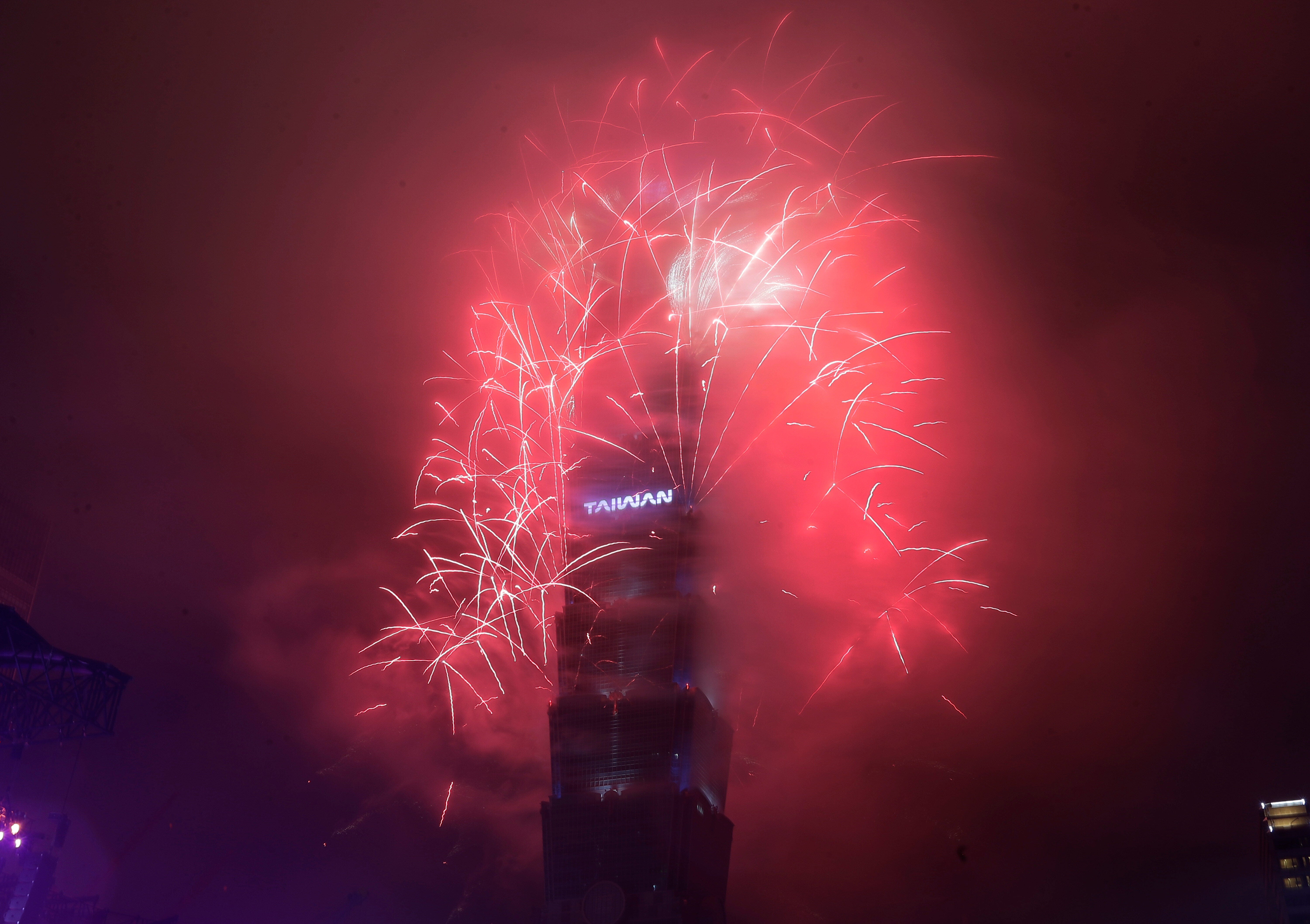 Fireworks explode from the Taipei 101 building during the New Year's celebrations in Taipei, Taiwan, Thursday, Jan. 1, 2026