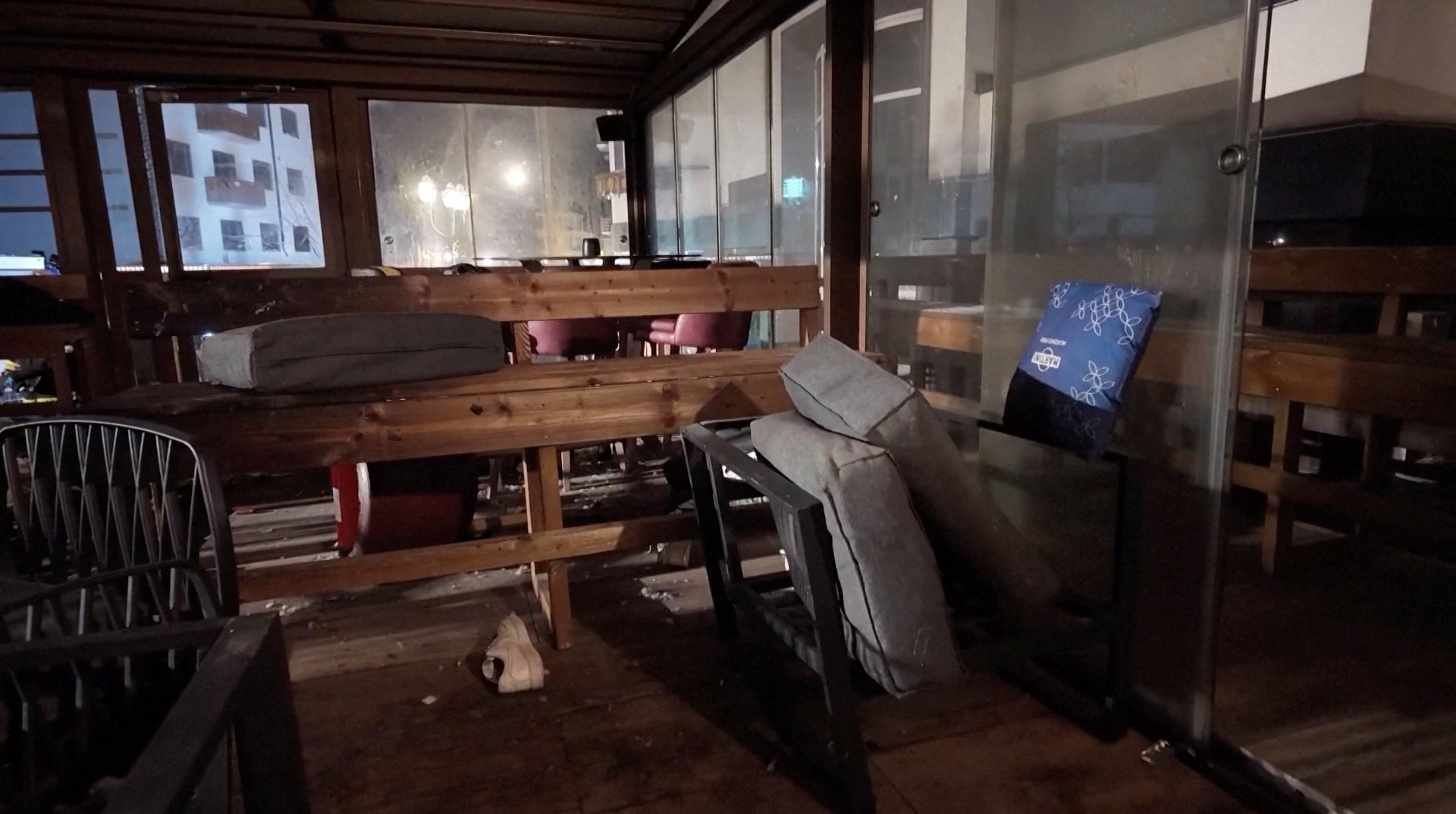 An upper floor of the building pictured after the fire