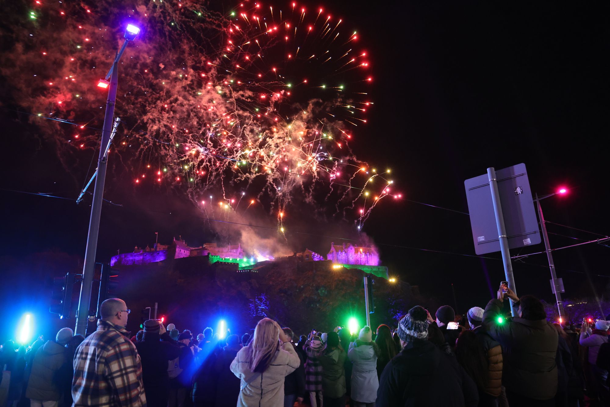 Fireworks over Edinburgh Castle during the Hogmanay New Year celebrations in Edinburgh