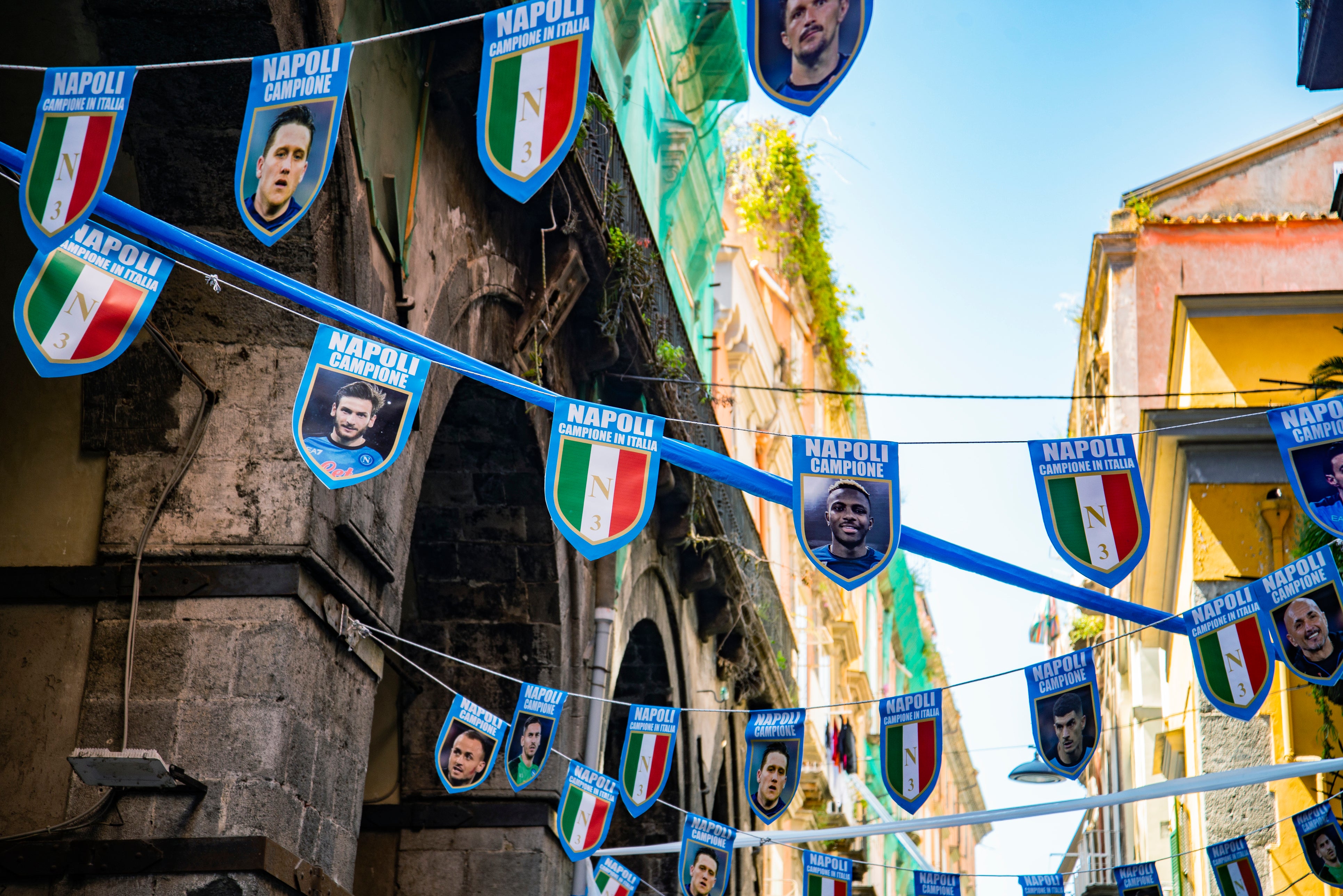Decorations are still in place after Naples won the league in 2023