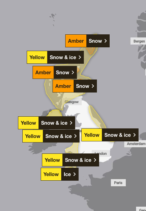 Weather warnings are in place on Saturday