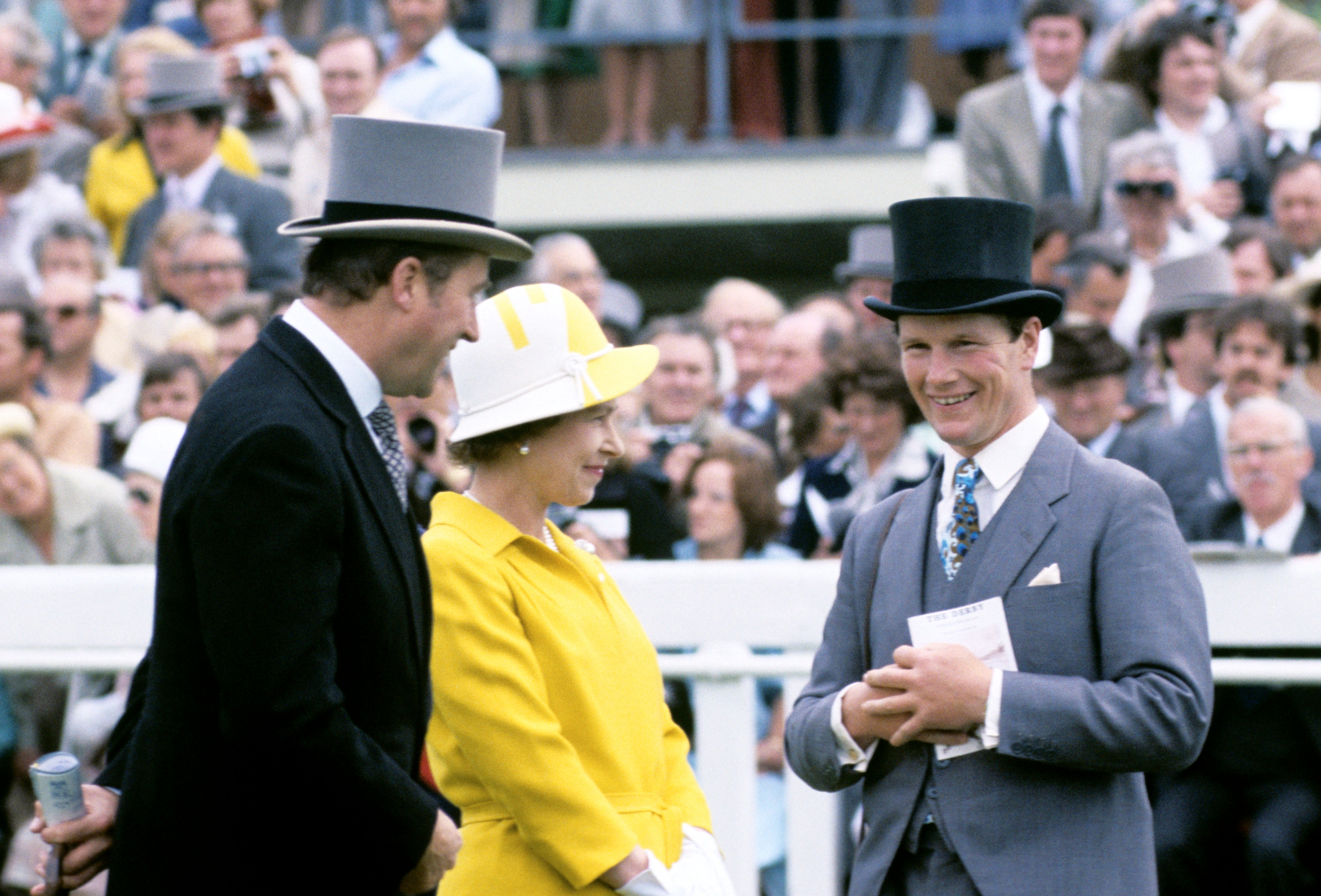 The Queen with racing manager Lord Porchester (left) and trainer Ian Balding before the 1978 Epsom Derby