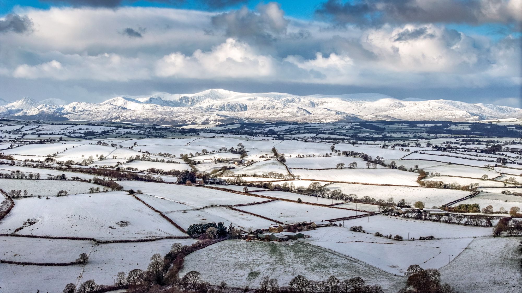 Snow covers the high ground of North Wales and Snowdonia after overnight freezing temperatures in Llanrwst (Photo by Christopher Furlong/Getty Images)