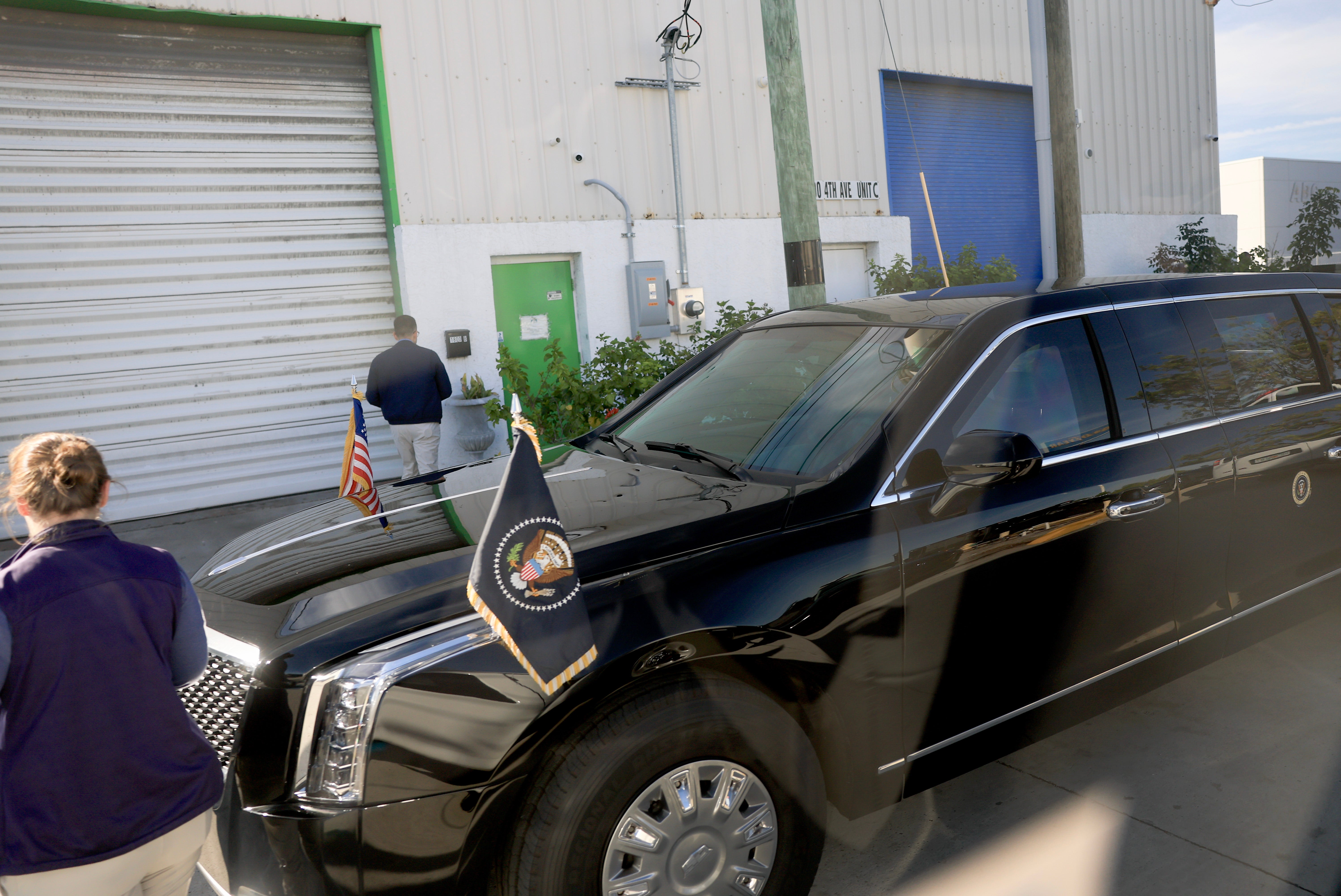 President Donald Trump stopped at Arc Stone and Tile in Lake Worth, Fla. to shop for marble for his White House ballroom.