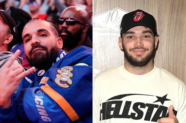 <p>Drake (left) and Adin Ross (right) have been sued for allegedly using funds made from an illegal online gambling site to inflate the rapper's music streams</p>