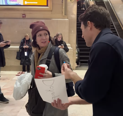 In a promotional clip ahead of his debut, Tony Dokoupil is seen running around a train station asking random passengers if they know how to pronounce his last name