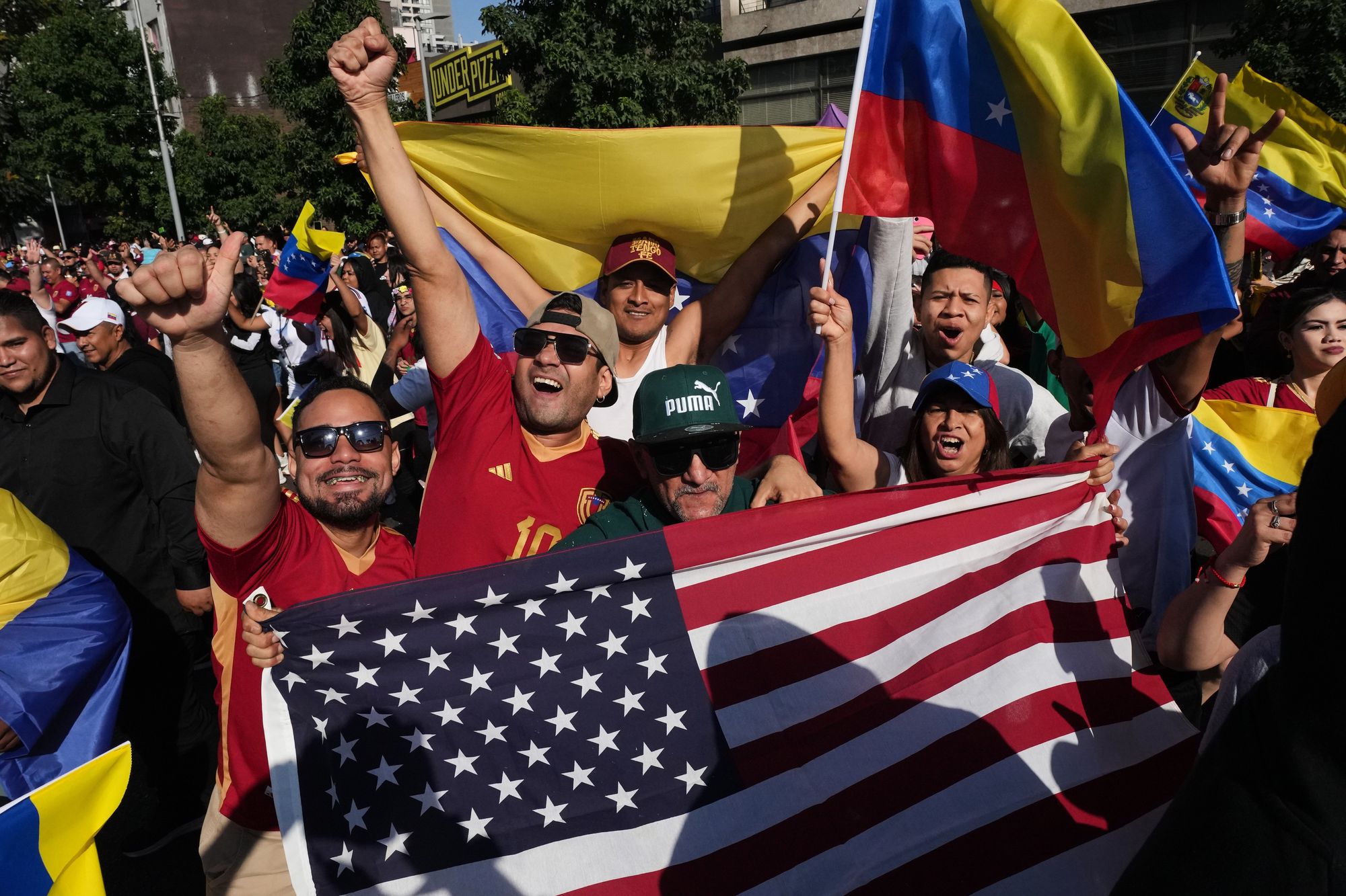 Venezuelans celebrate after US president Donald Trump announced that Maduro had been captured and flown out of the country