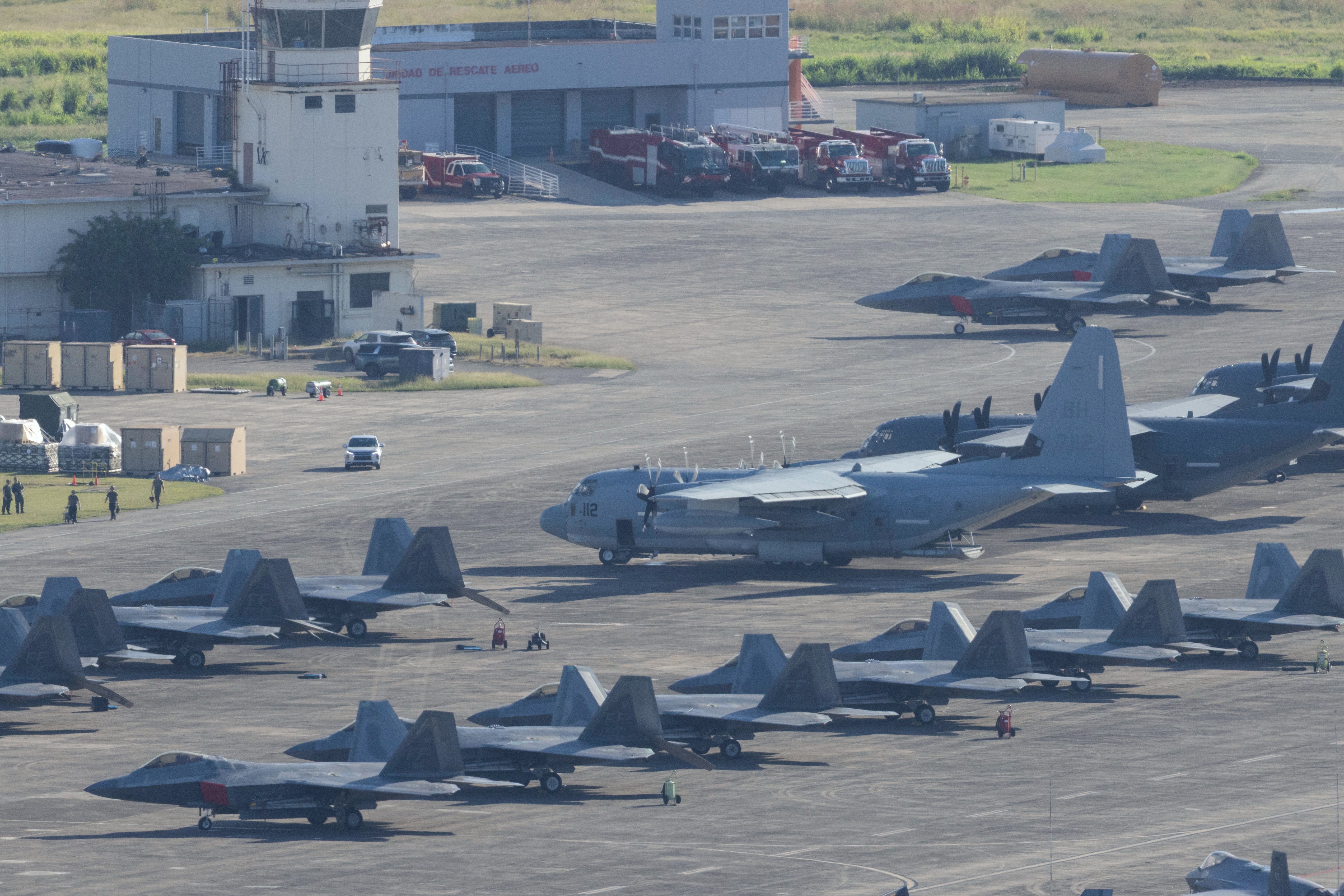 <p>U.S. military aircraft are parked on the tarmac at Jose Aponte de la Torre Airport in Ceiba, Puerto Rico, Saturday, Jan. 3, 2025</p>