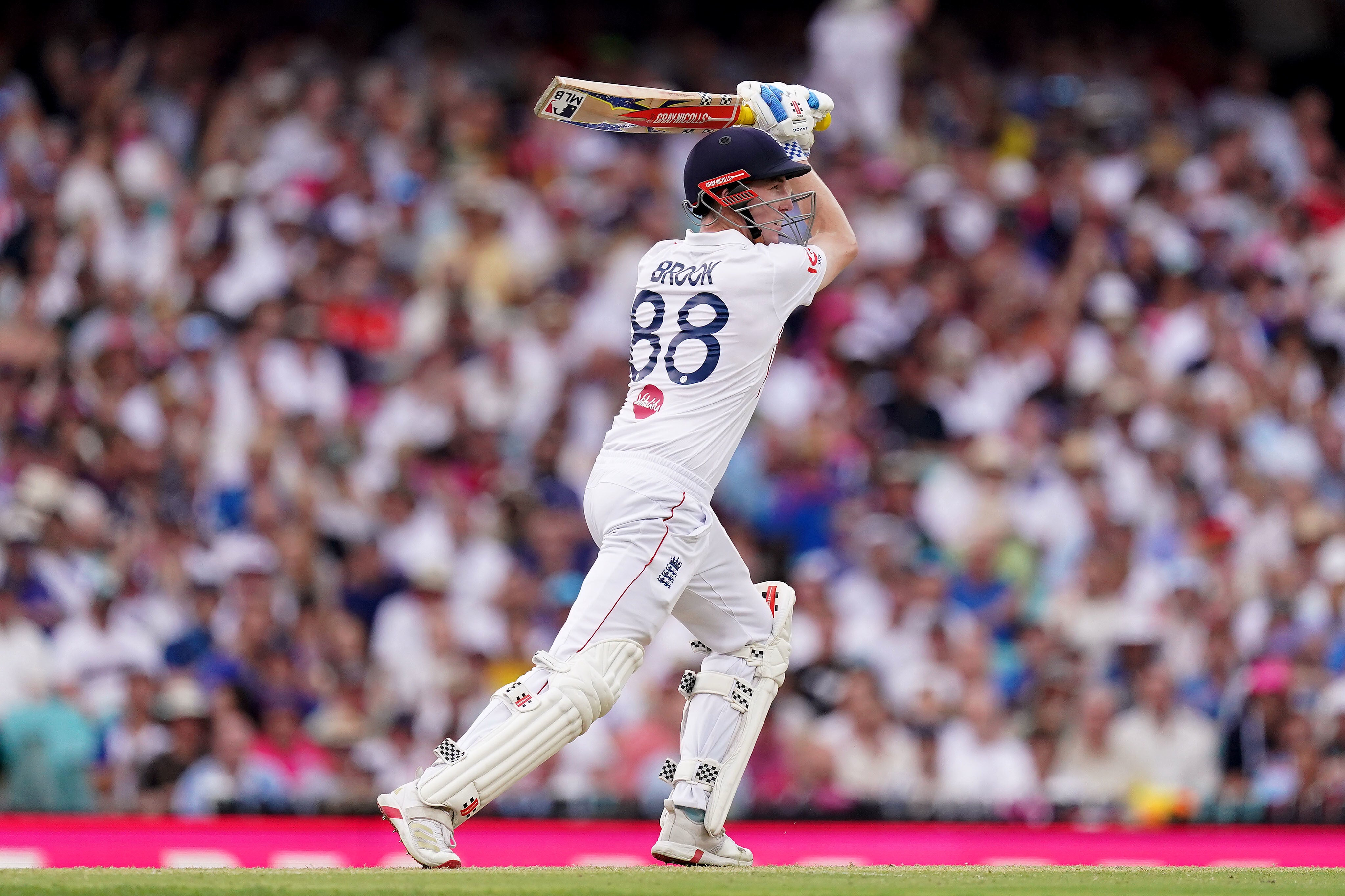 England’s Harry Brook bats on day one (Robbie Stephenson/PA)