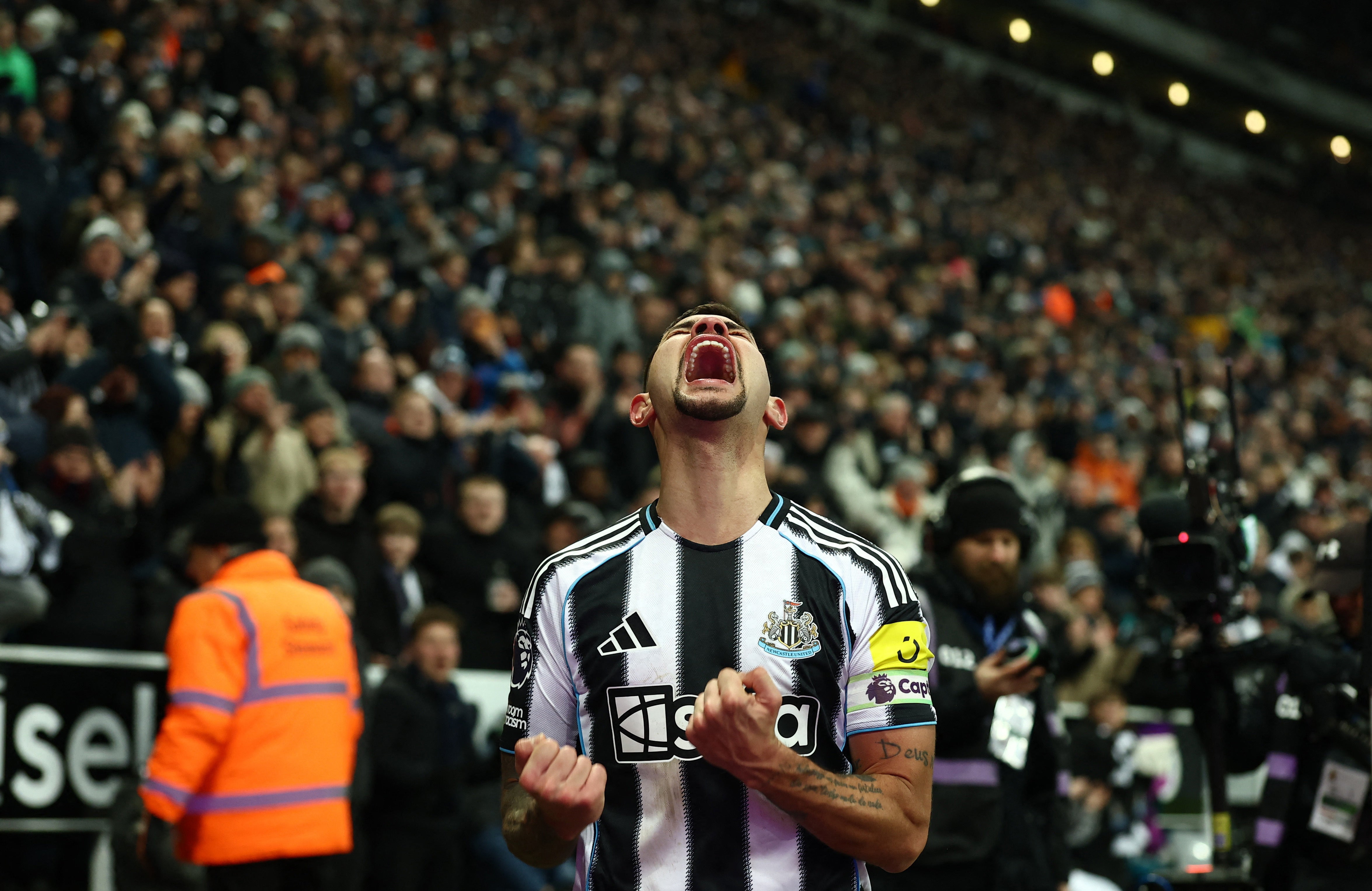 Bruno Guimaraes celebrates his seventh of the season