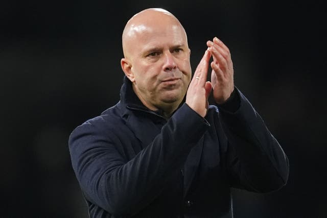 Arne Slot watched Liverpool concede in the seventh added minute to draw 2-2 at Fulham (Adam Davy/PA)