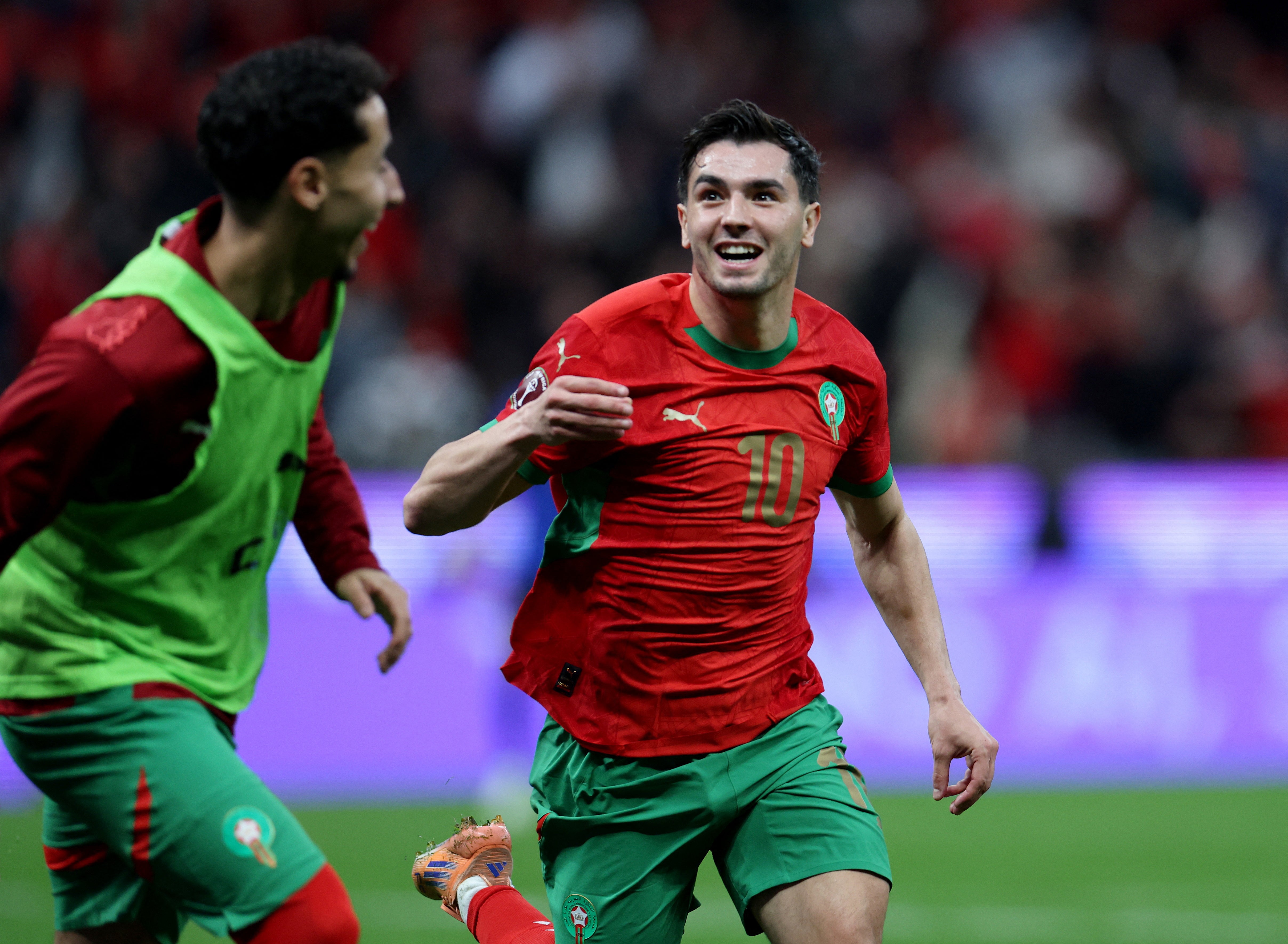Morocco's Brahim Diaz celebrates scoring