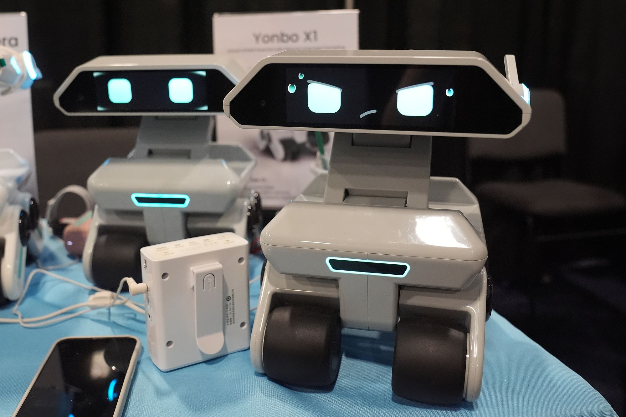Yonbo X1 robots are pictured at the X-Orgin booth during the CES Unveiled tech show Sunday, Jan. 4, 2026, in Las Vegas