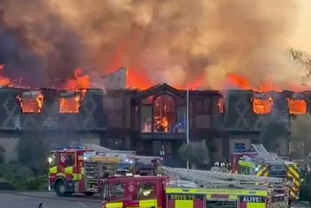 <p>The historic West Essex Golf Club building has gone up in flames</p>