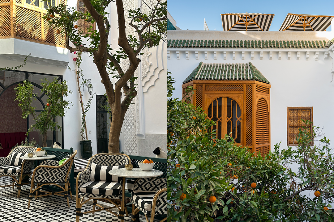 The riad’s decor blends Australian Art Deco and Moroccan influences