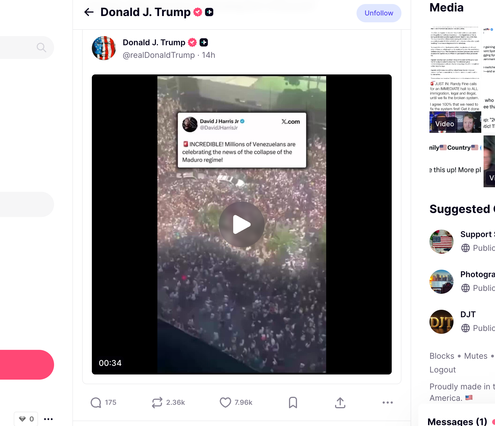 <p>Trump reposts video of 2024 protests purporting to show Venezuelans celebrating the ouster of Nicolas Maduro in January 2026</p>