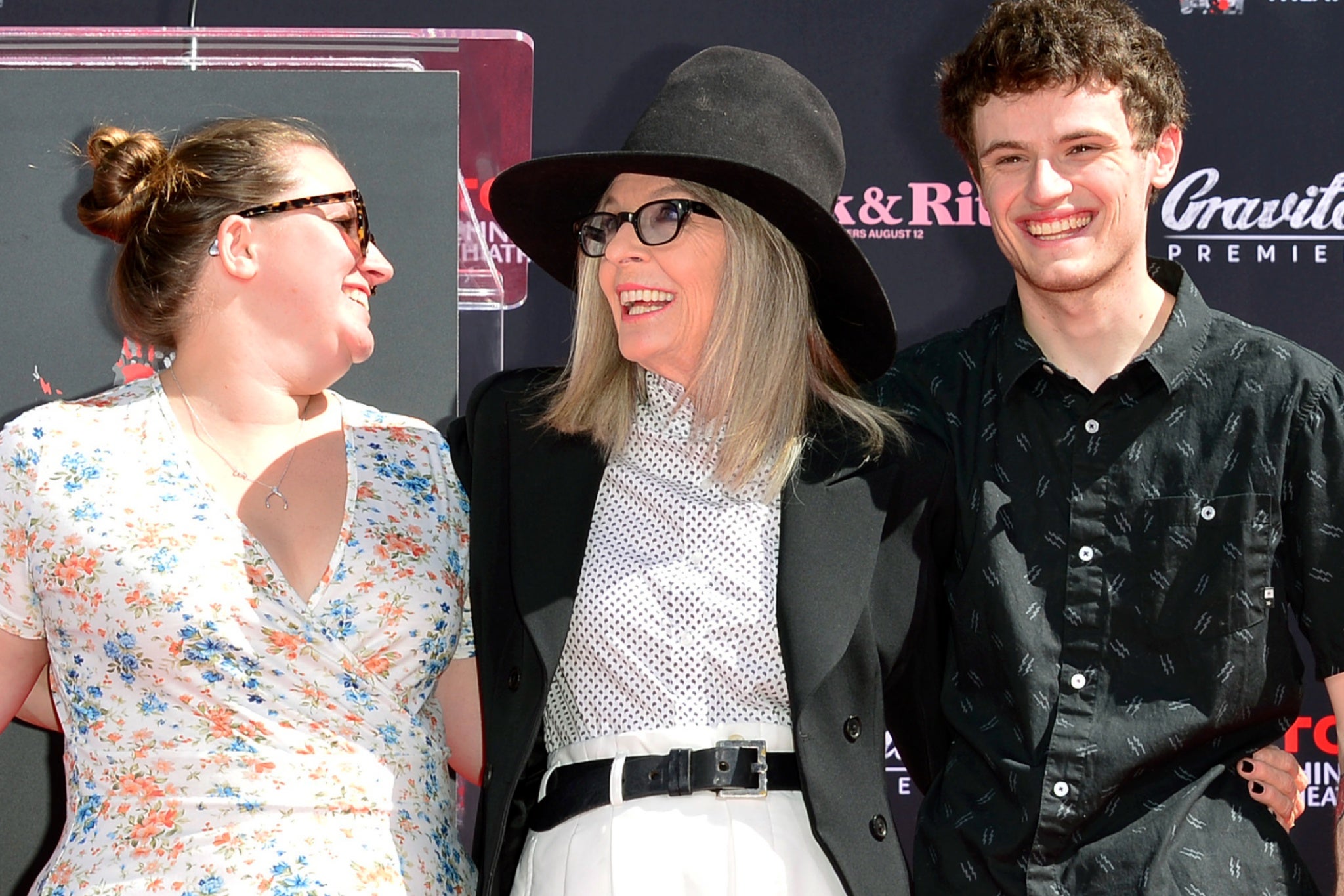 Diane Keaton with her adopted kids, Dexter and Duke, who each got a tattoo to honor their late mother