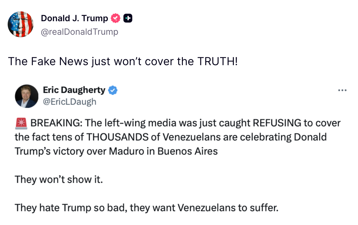 Donald Trump posted over 80 times in the early hours, as he raged about criticism of his capture of Venezuelan President Maduro