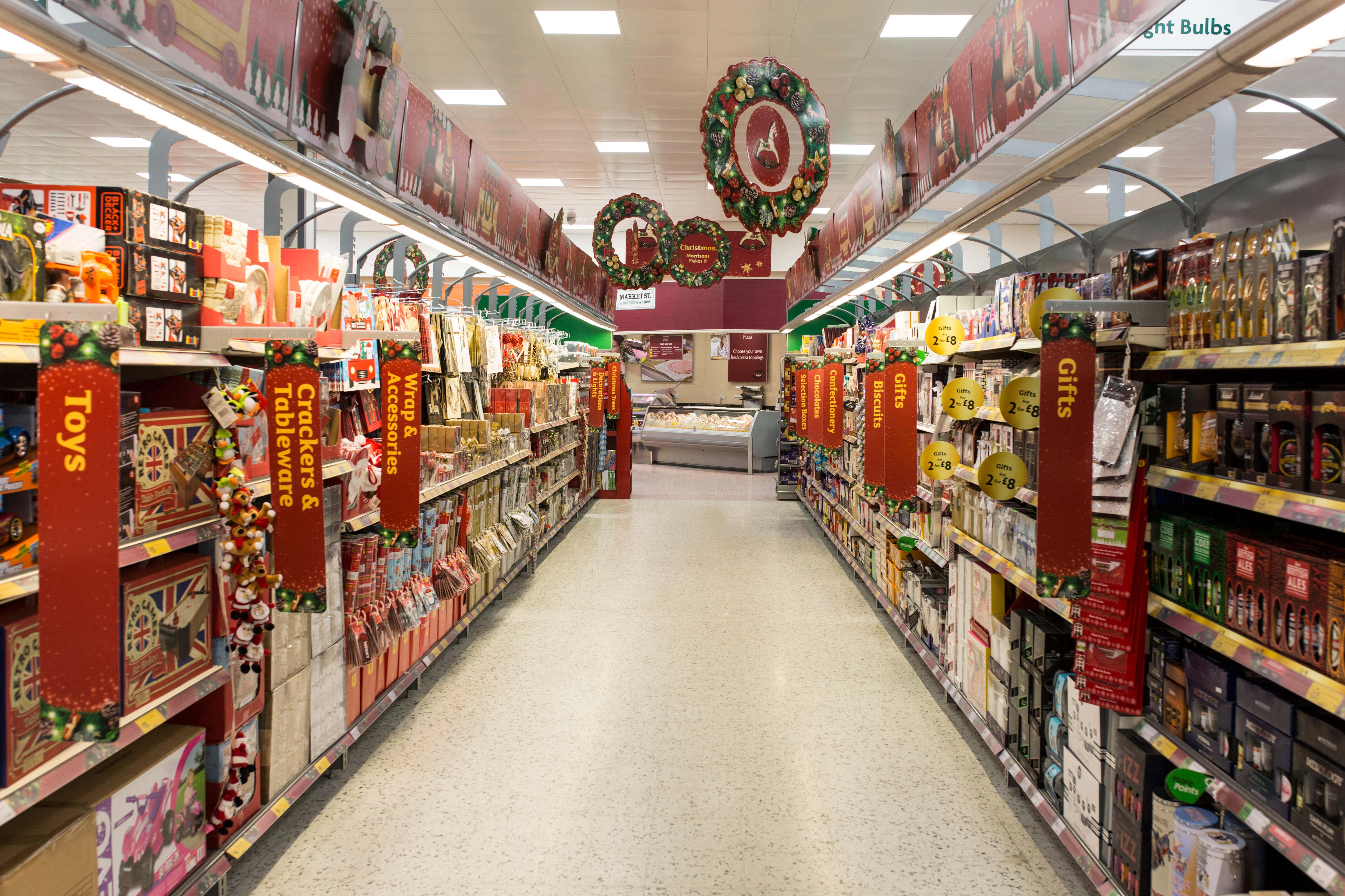 The Christmas aisle in a Morrisons supermarket (Alamy/PA)