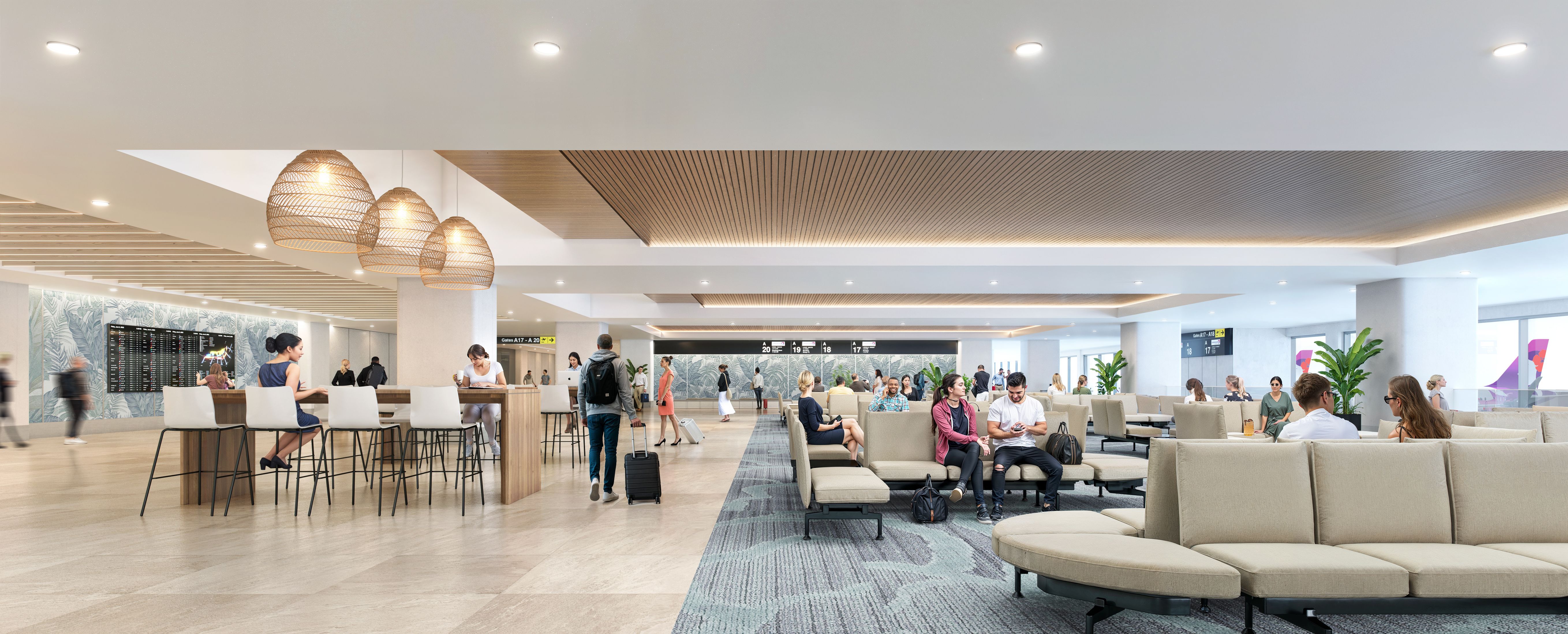 Hawaiian Airlines' announced major airport refurbishments, including a new lounge at the entrance of the Mauka Concourse in Terminal 1 of Daniel K. Inouye International Airport in Honolulu