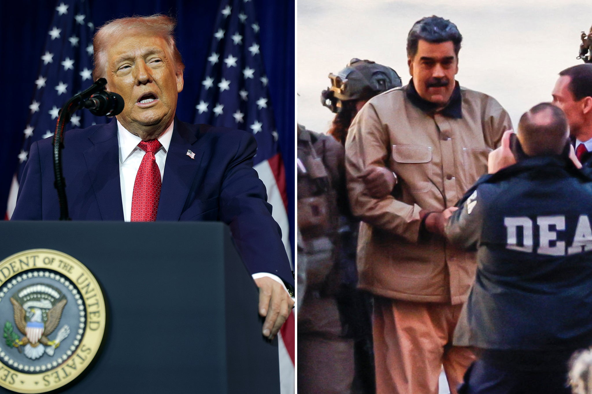 <p>Addressing Republican lawmakers on Tuesday, Trump claimed deposed Venezuelan leader Nicolas Maduro was “a violent guy” who “killed millions of people.”</p>