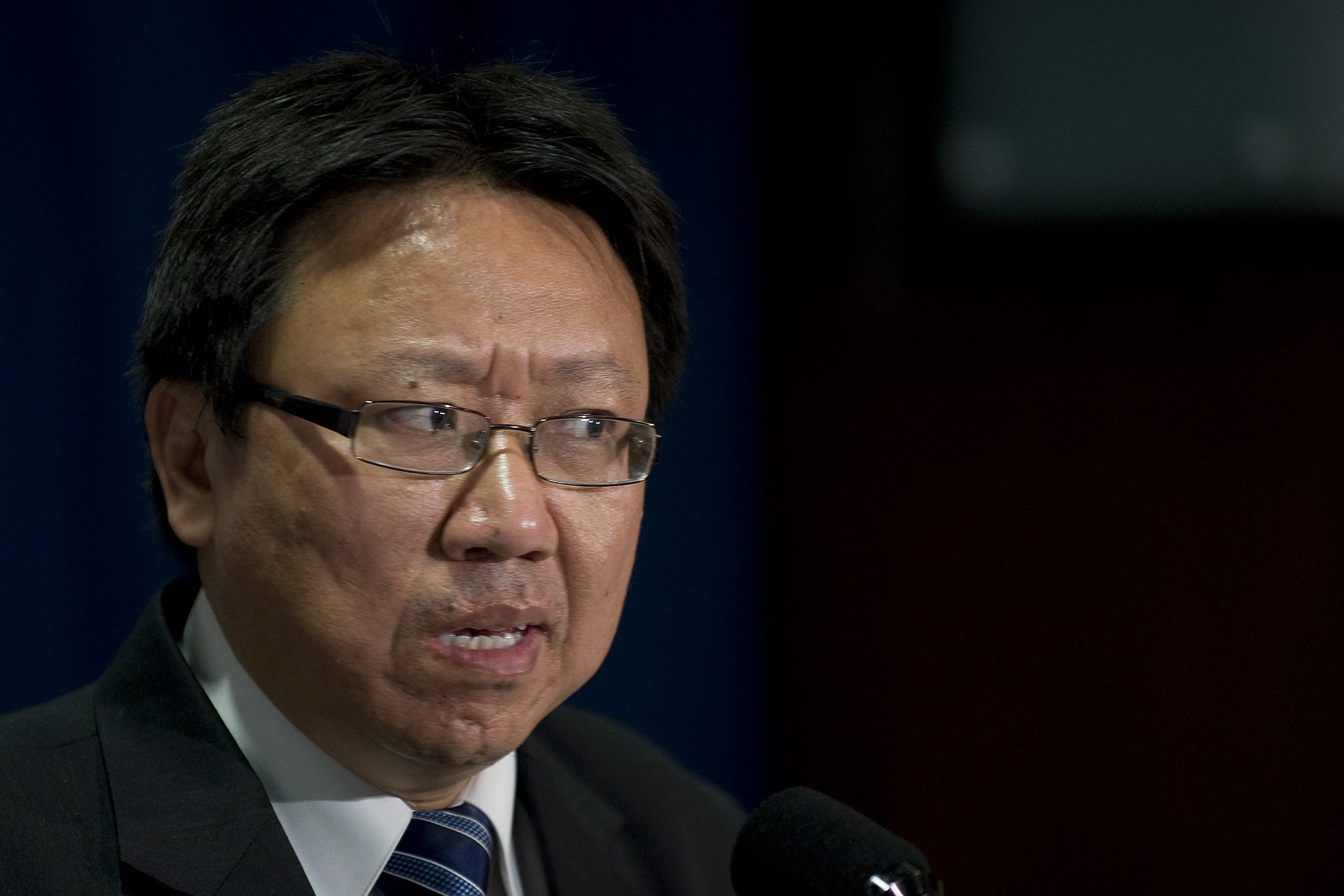 <p>Exiled pro-democracy activist Chen Pokong, seen here during a commemoration of the 20th Anniversary of the Tiananmen Square crackdown, accuses X of taking China’s claims about him at face value.</p>