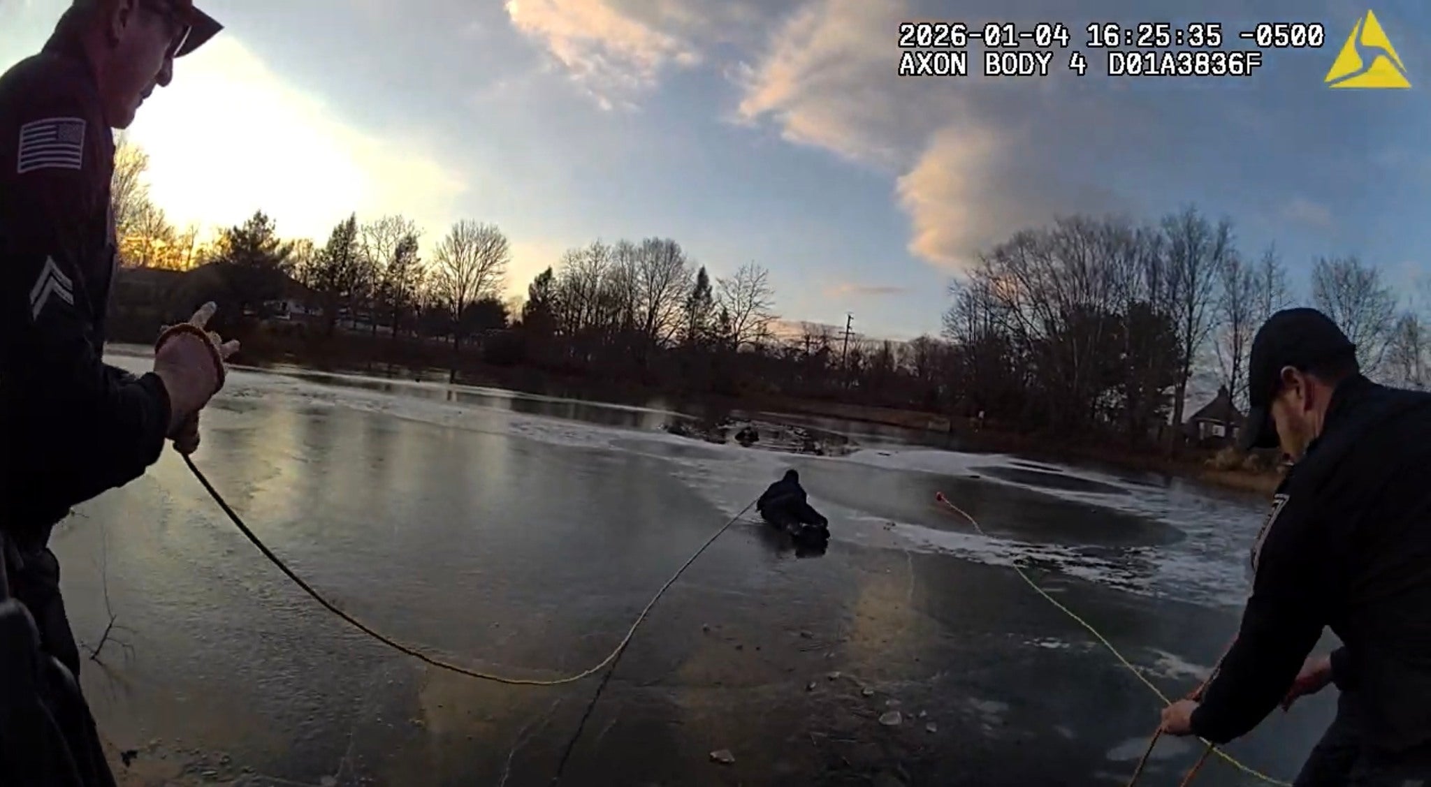 New Jersey police issue warning to ‘stay off the ice’ after daring rescue of teen from frozen pond