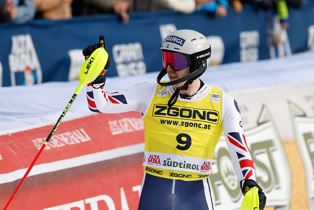 Ryding reacts during the Audi FIS Alpine Ski World Cup Men's Slalom on December 22, 2025