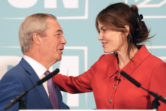 <p>Reform UK's Laila Cunningham with party leader Nigel Farage</p>