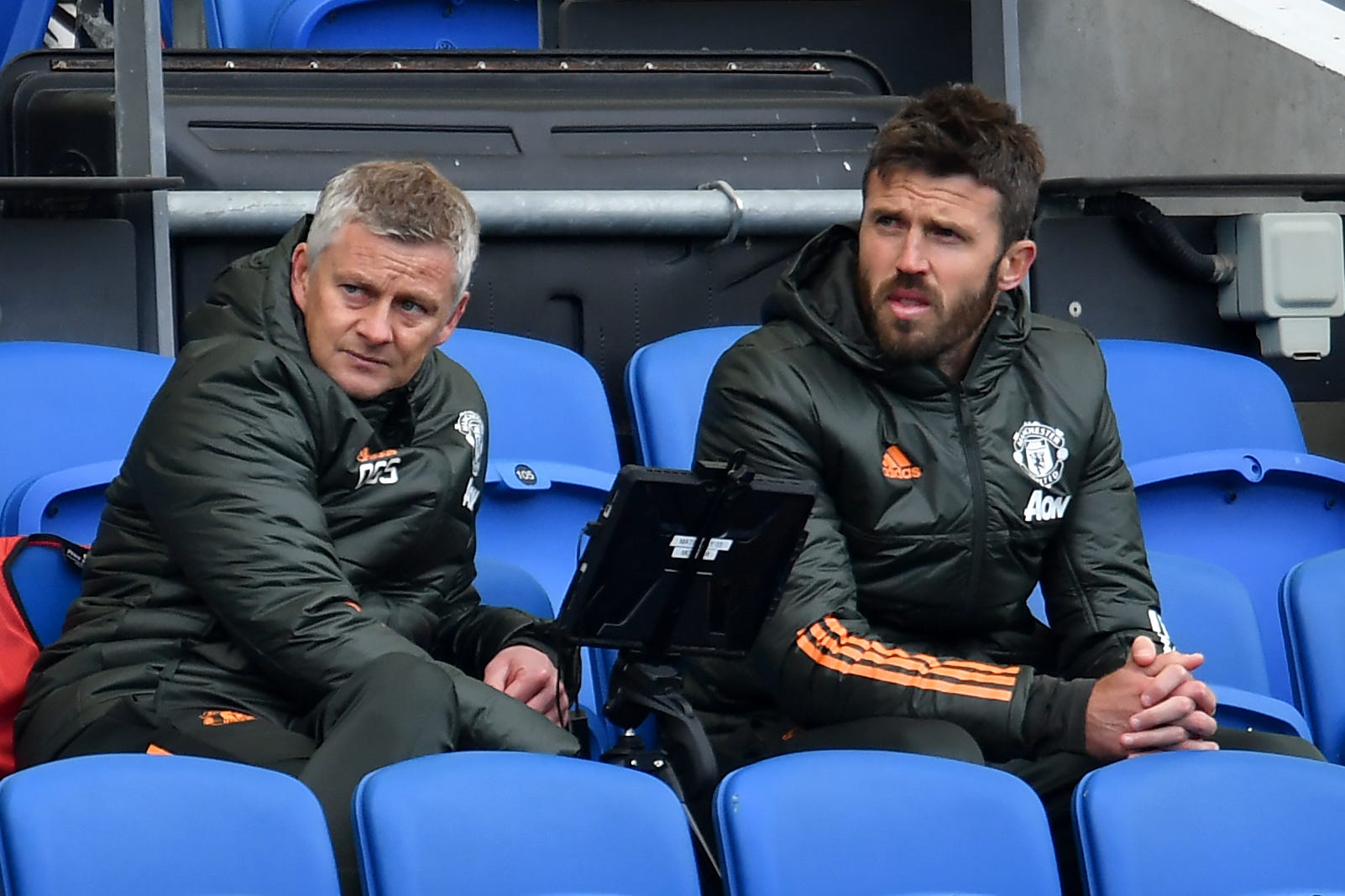 Ole Gunnar Solskjaer, left, and Michael Carrick are set to hold further talks with Manchester United later this week over becoming interim head coach