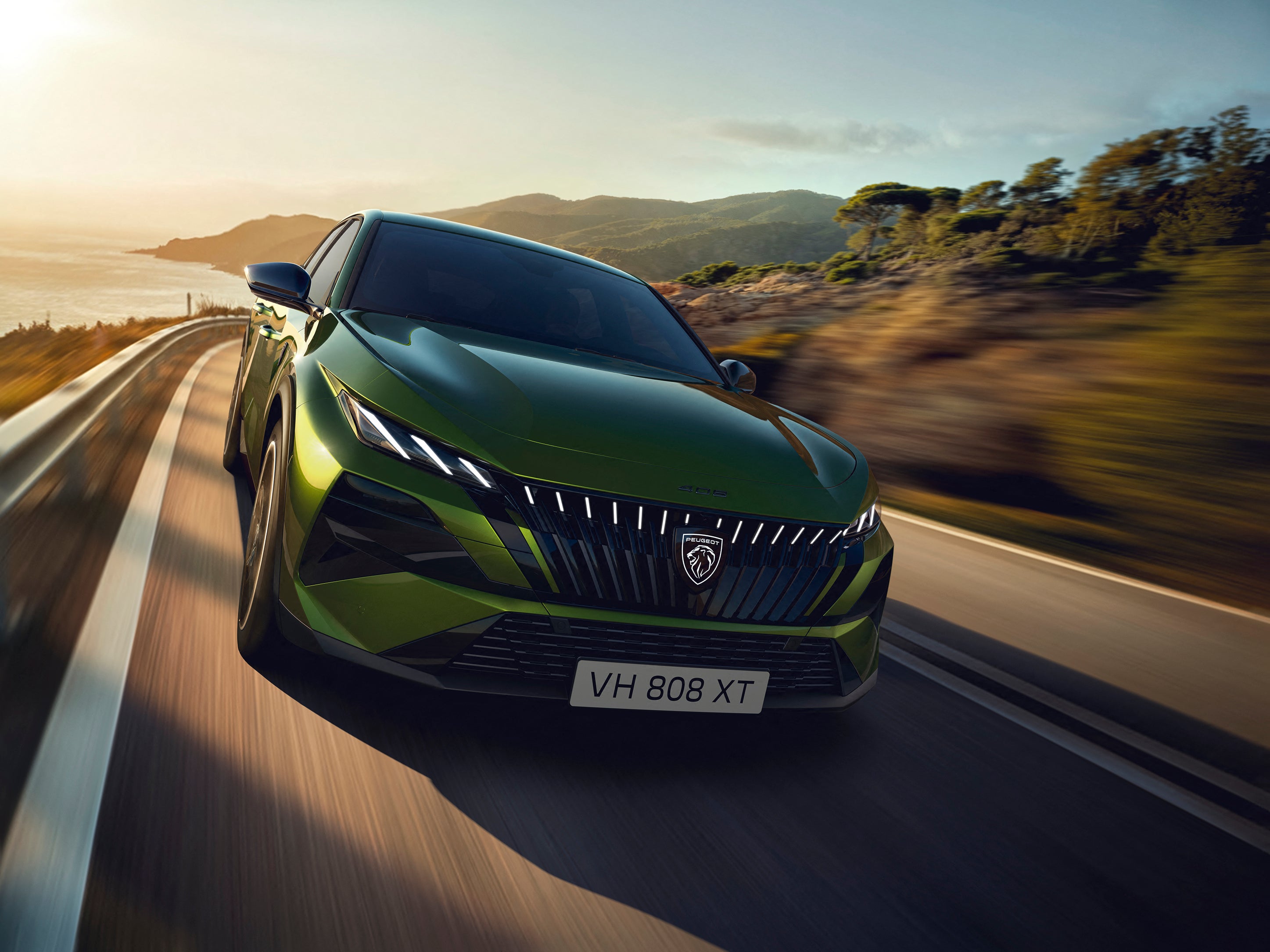 The front end of the Peugeot 408 has also had a high-tech lighting glow-up