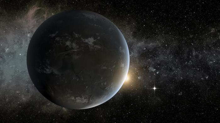 Artist’s concept of a planet orbiting in the habitable zone of a K star